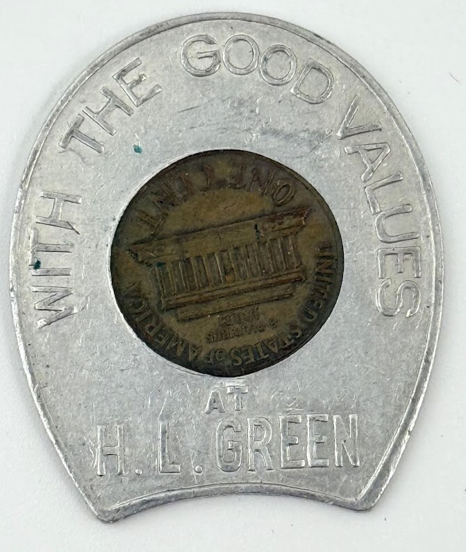 H L Green Company Department Store Lucky Penny Horseshoe Token Advertising
