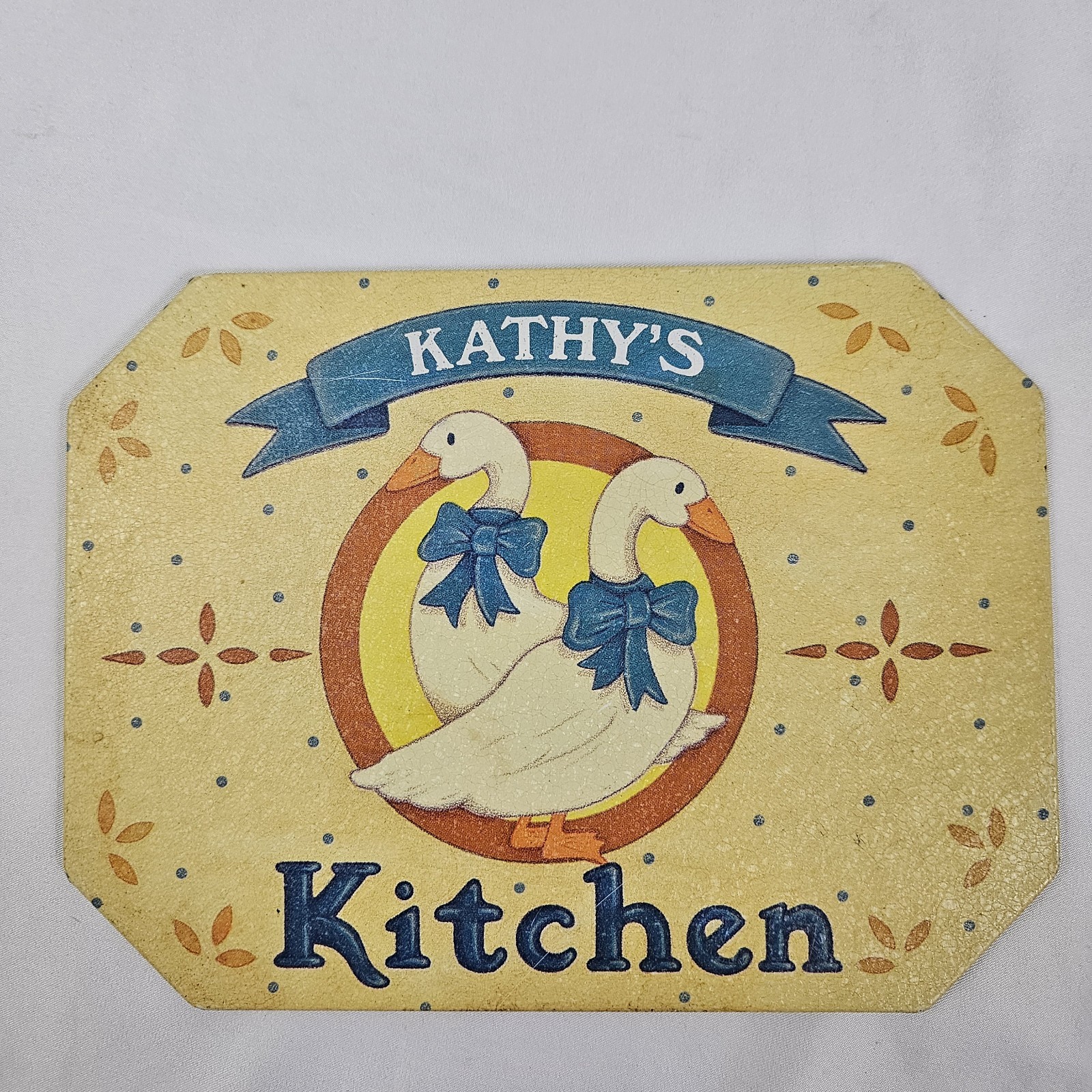 Vintage Geese Kitchen Tin Hot Plate Trivet Wall Hanging Kathy\'s Kitchen 1987