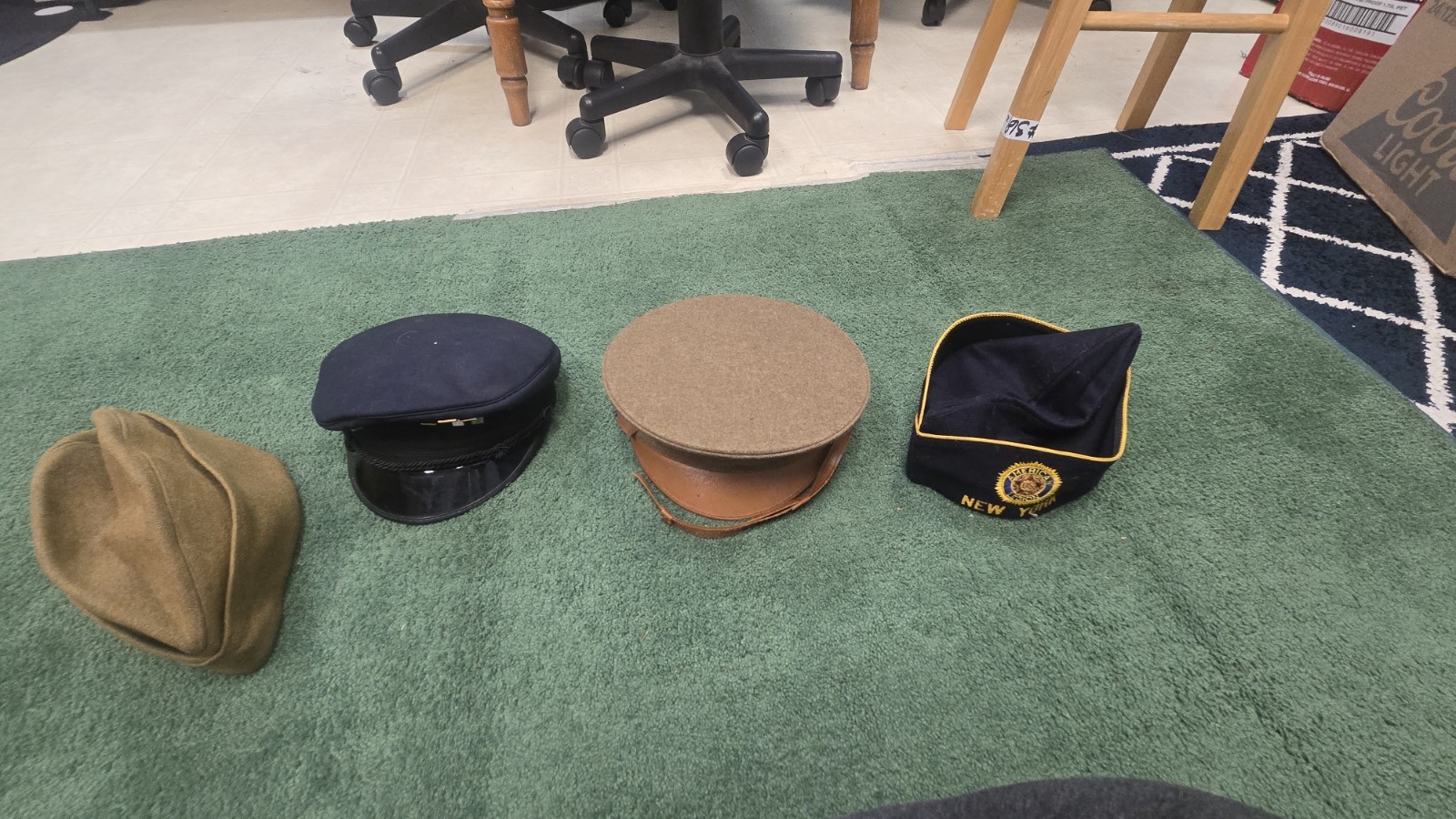 Vintage Military Hat Lot - WWI Army Officer Visor Julius Lamb Camp Dix, Navy Cap Vintage Military Hat Lot - WWI Army Officer Visor Julius Lamb Camp Dix, Navy Cap