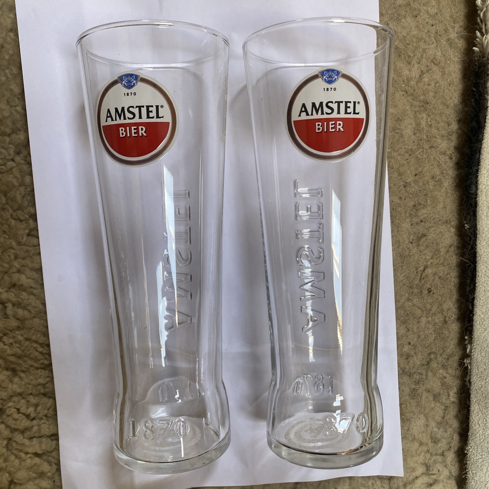 AMSTEL PINT GLASSES x 2  BRAND NEW