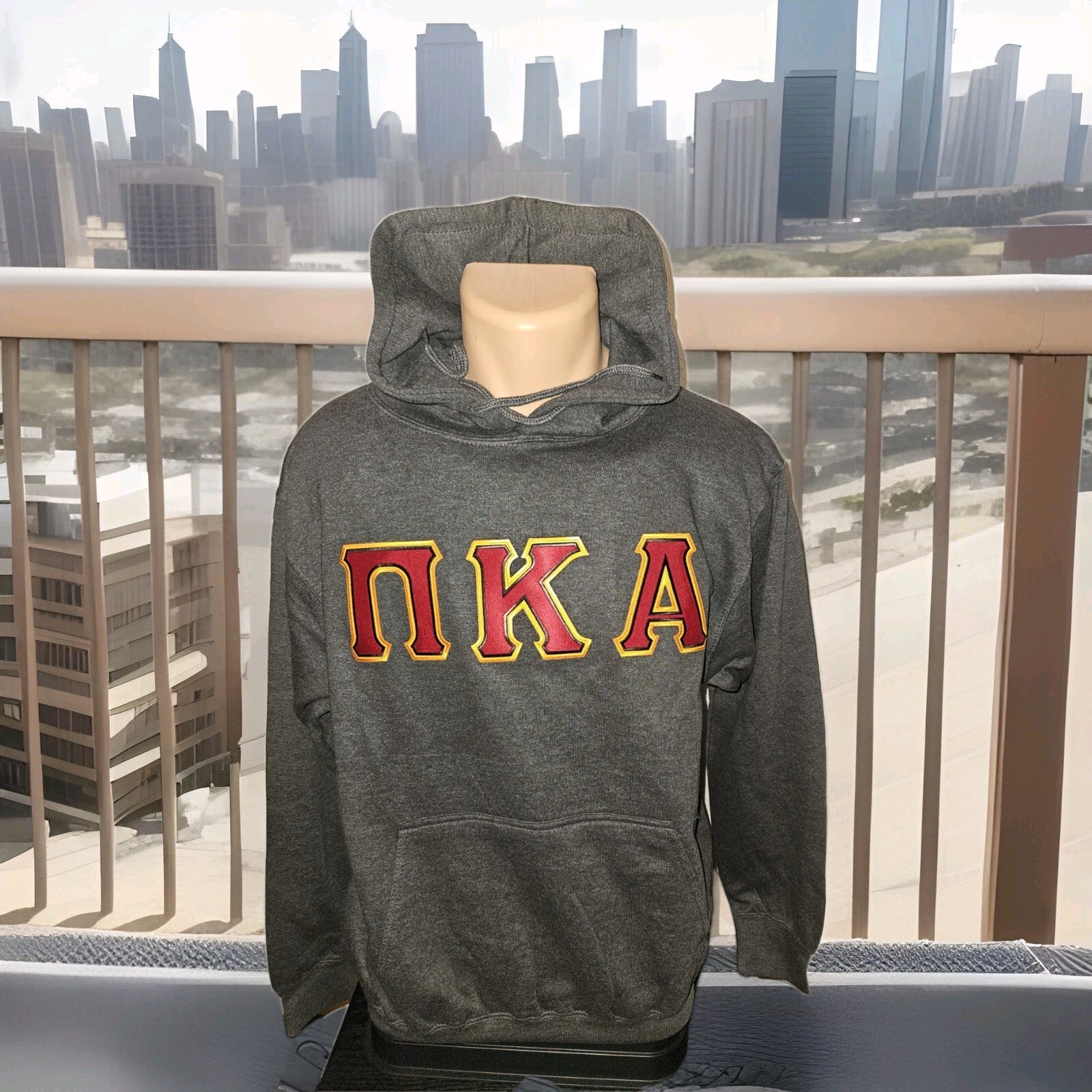 New Pi Kappa Alpha Fraternity Greek Hooded Sweatshirt Sewn On Greek Letters Med