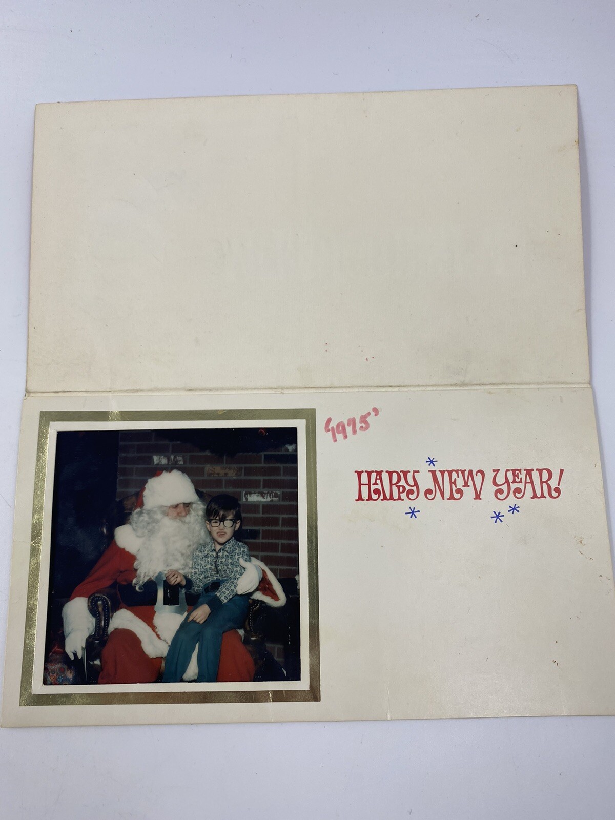 Santa Vintage color Photo - kids with  Santa Claus  