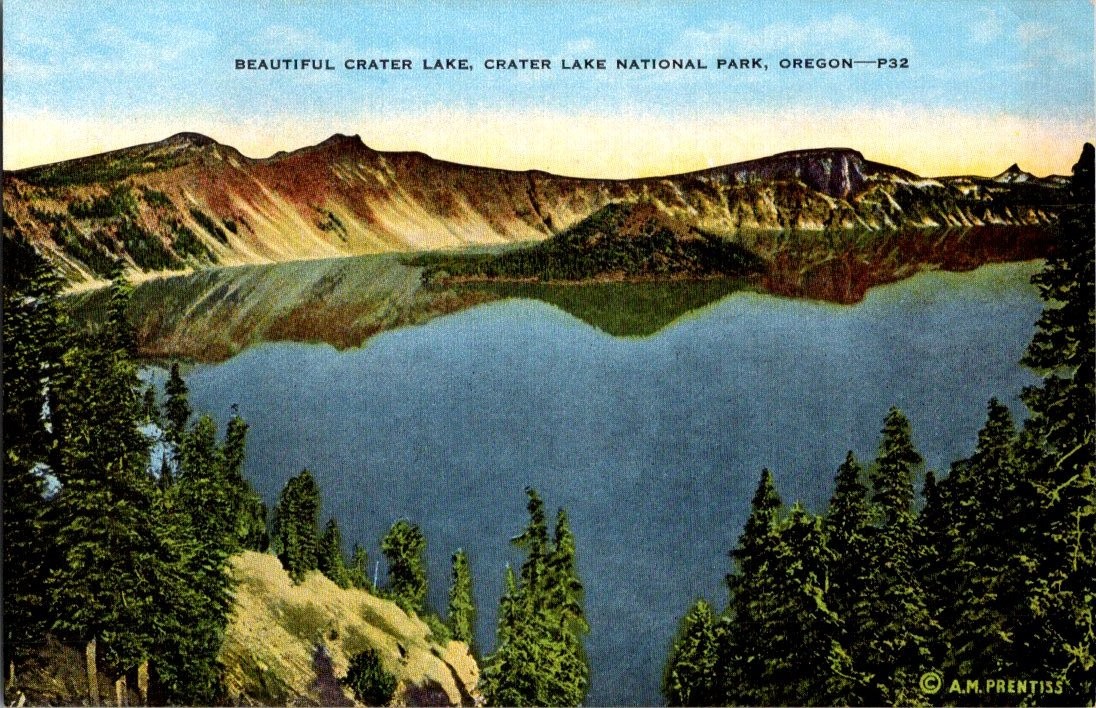 Vintage Crater Lake National Park Oregon Postcard E. C. Kropp Natural Color Vintage Crater Lake National Park Oregon Postcard E. C. Kropp Natural Color
