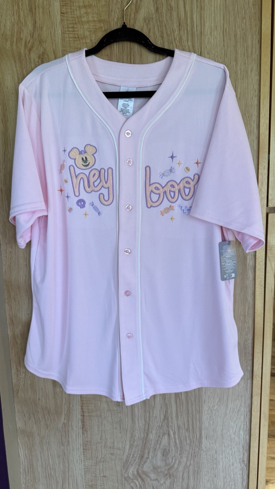 2026 Halloween Pink Hey Boo Baseball Jersey Mickey Pumpkin Ghost M NWT 2026 Halloween Pink Hey Boo Baseball Jersey Mickey Pumpkin Ghost M NWT