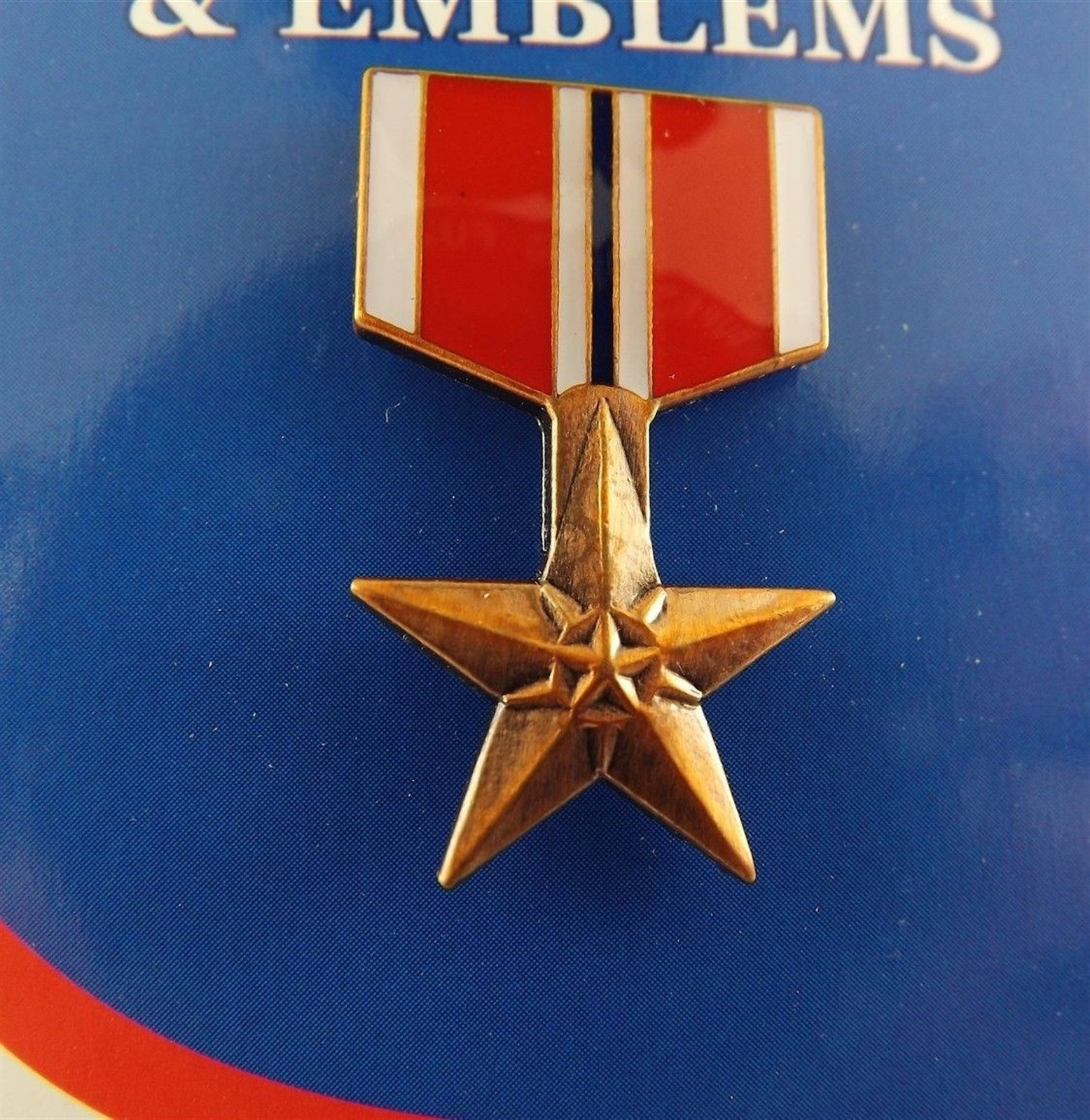 Bronze Star Medal Red & White Enamel 1-3/16\