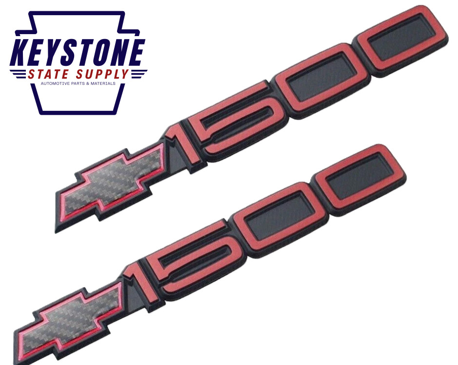1992 1993 Chevrolet Silverado 1500 Red Door Emblems Badge Decal Replacement 2pc