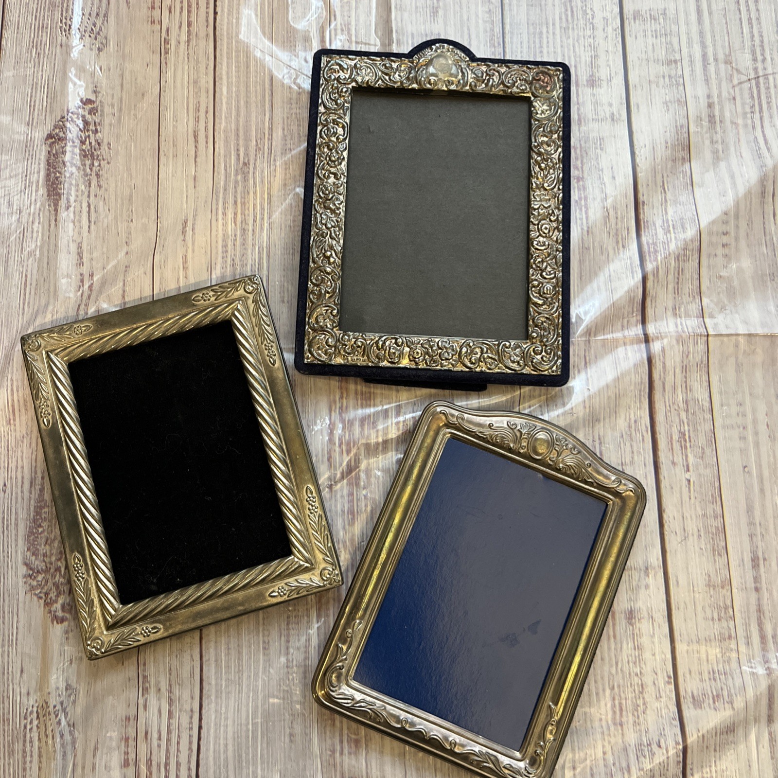 Vtg Silver Tone Metal Ornate Picture Frame Lot Gallery Table Wall Patina Cottage