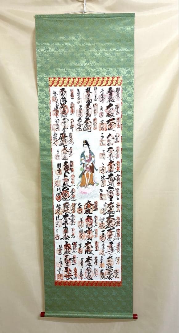 Saigoku 33 Kannon Sacred Place Collection Scroll, Ink Painting, Good Condition