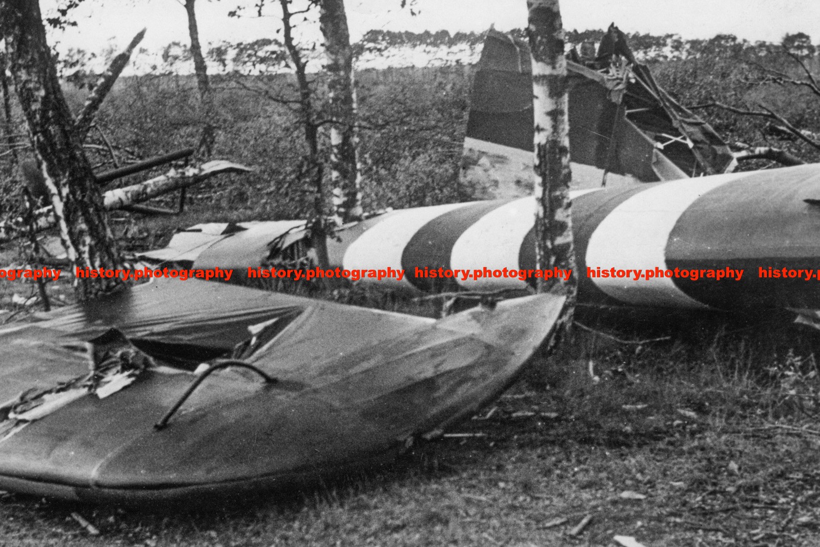 F029848 Allied Glider Lies Destroyed in Field Airborne Landings Holland 1944 WWI