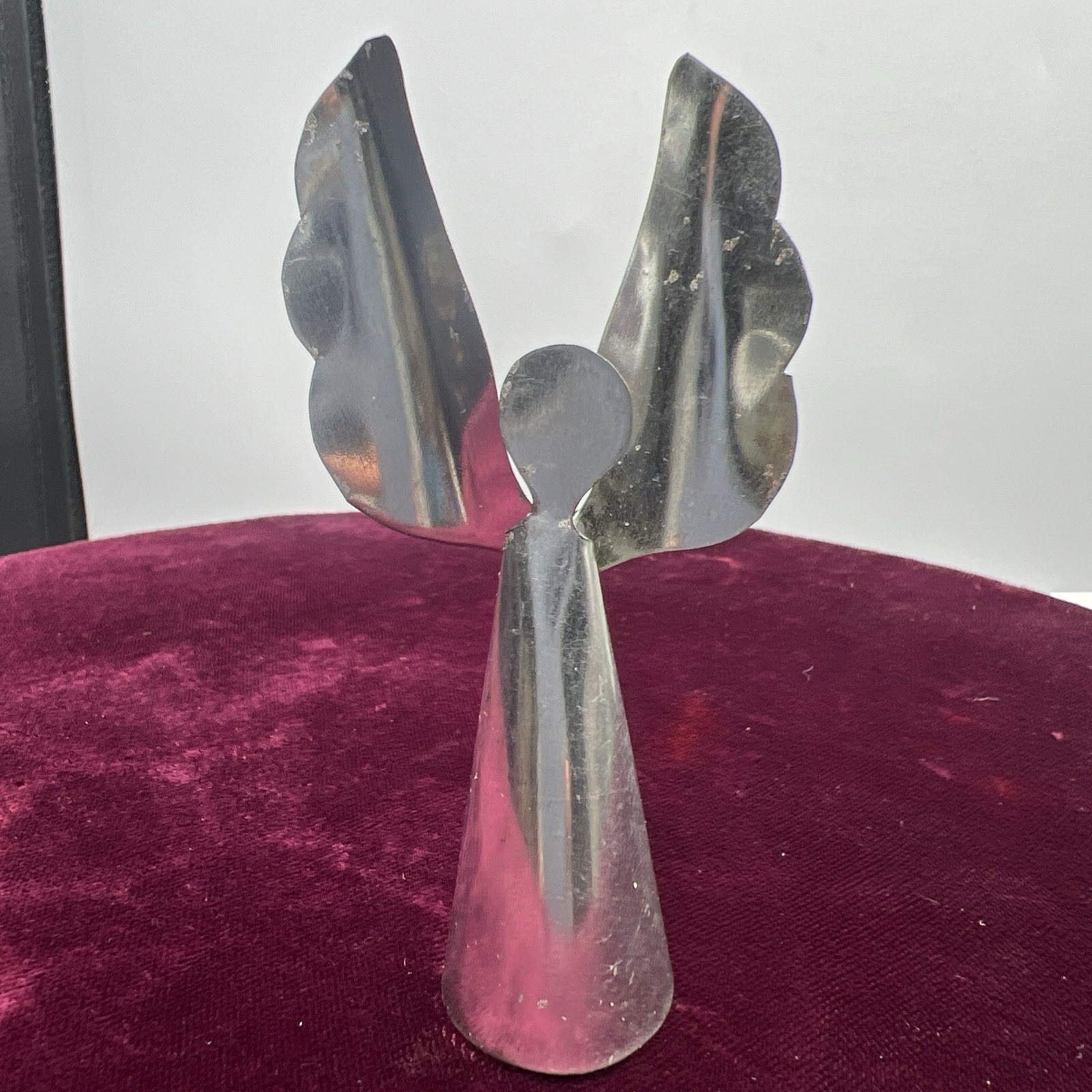 VTG PW Blum III Metal Christmas Angel Mini Tree Topper 3.5” Tin NC Peter Wilson