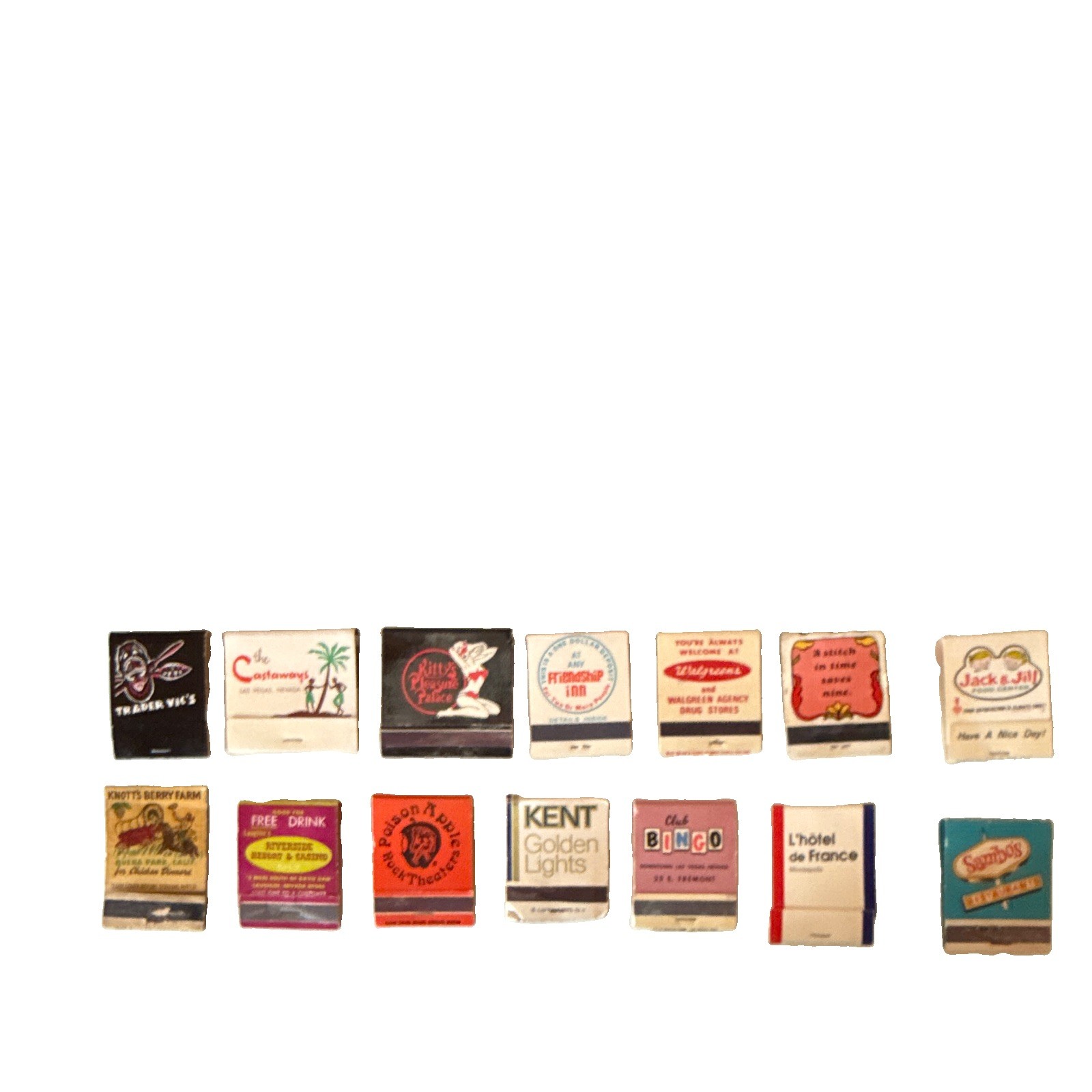 Lot of 14 Vintage Matchbooks Used. Some Unstruck.
