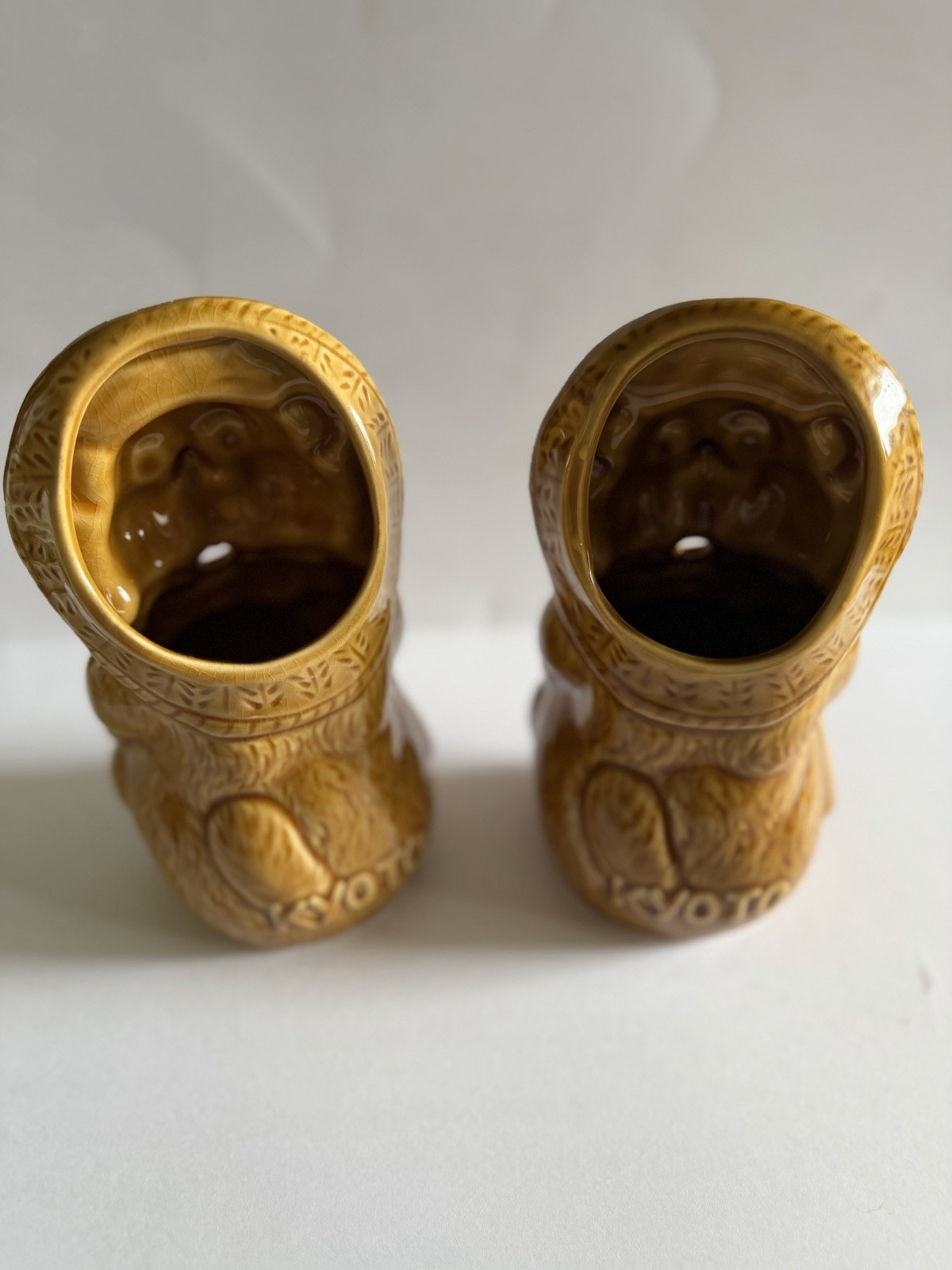 Vintage Japanese Tanuki Sake Bottles Pair Ceramic Raccoon Dog Made in Japan 7” Vintage Japanese Tanuki Sake Bottles Pair Ceramic Raccoon Dog Made in Japan 7”