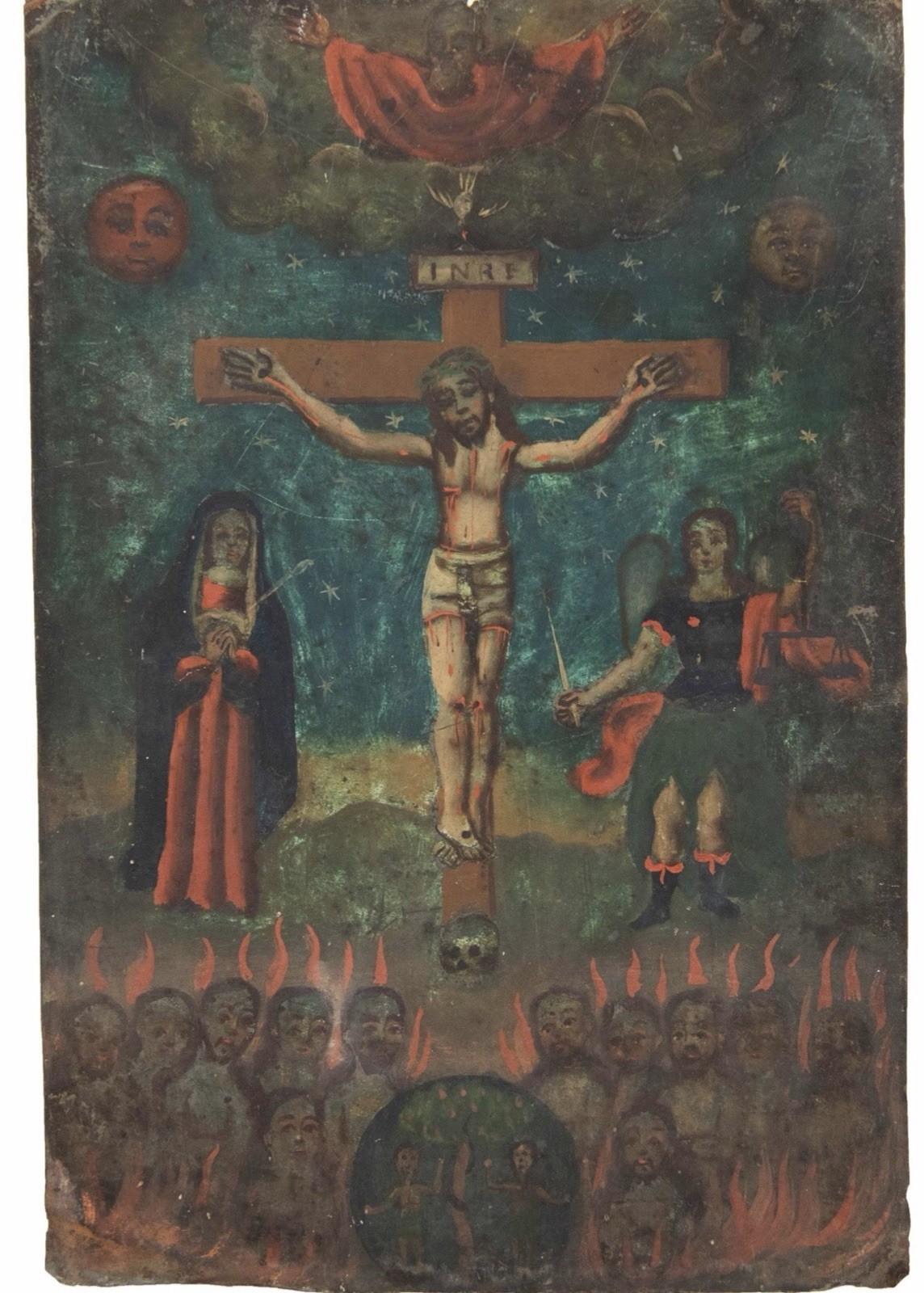 Crucified Christ w/ Blessed Mother Mary , Mother of Sorrows , w/ Saint Gabriel Crucified Christ w/ Blessed Mother Mary , Mother of Sorrows , w/ Saint Gabriel
