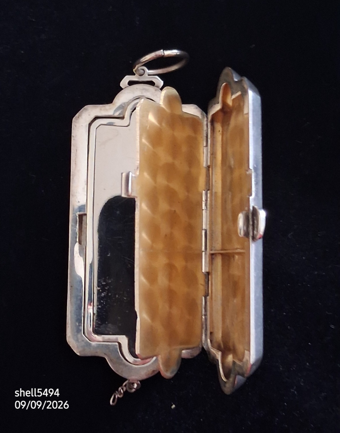 Vintage Sterling Silver & 14K MH Double Compartment Compact Mirror 54.2g