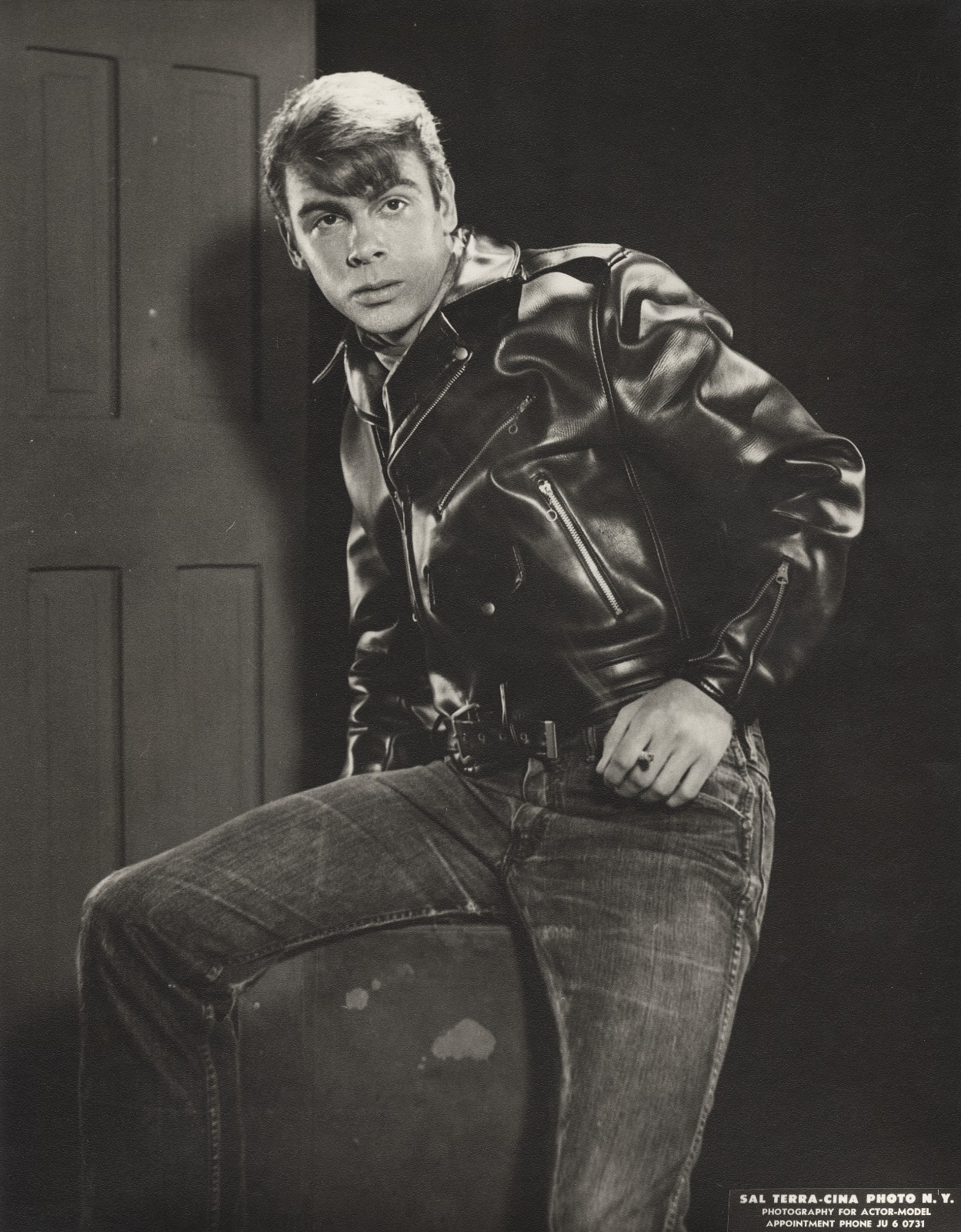 c. 1950\'s Cool Rebel in Leather Jacket and Jeans Large Photo by SAL TERRACINA
