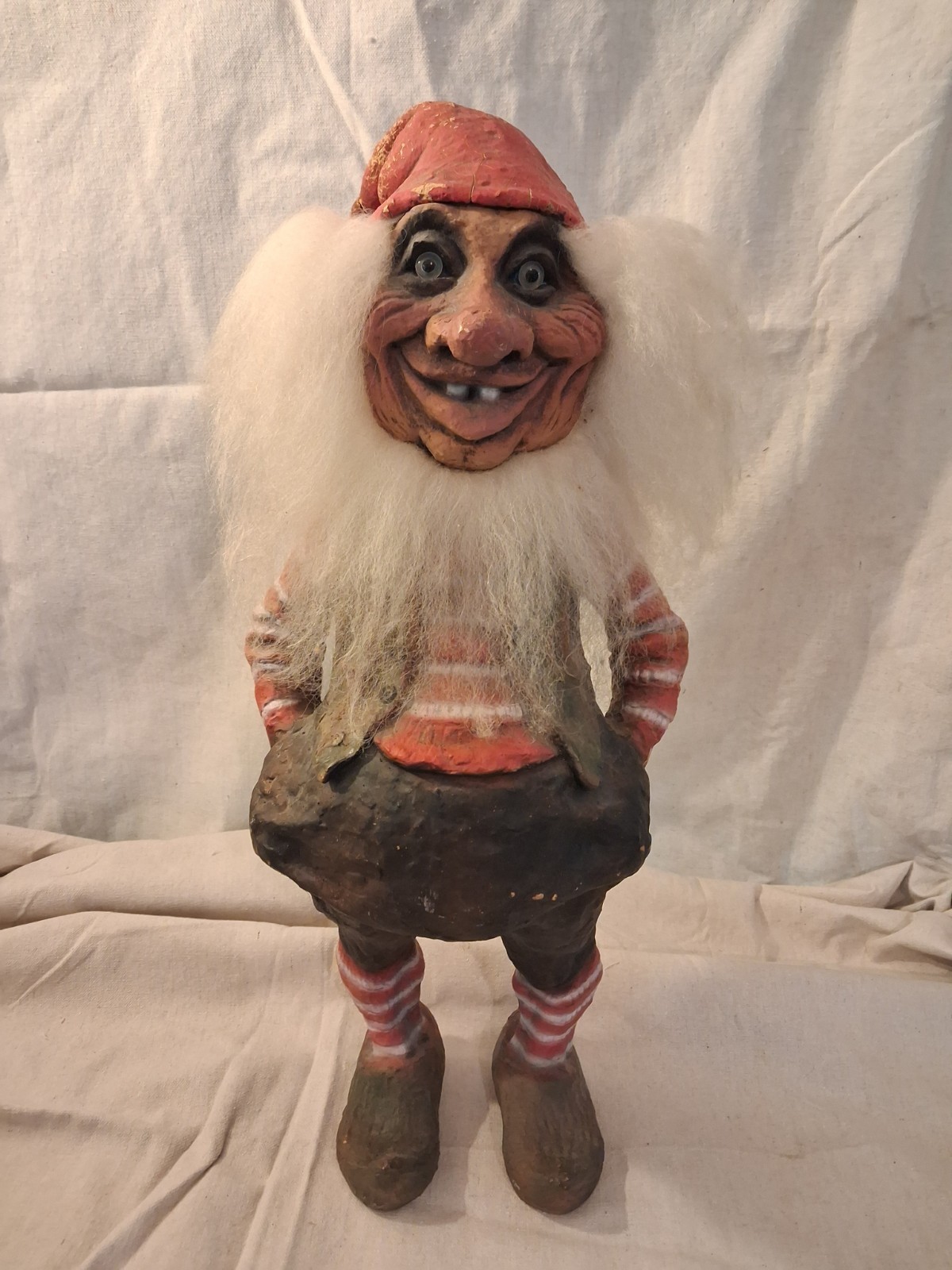 Vintage Fantasy Troll Gnome Figurine Red Hat White Beard Long Nose Gnomes Theme