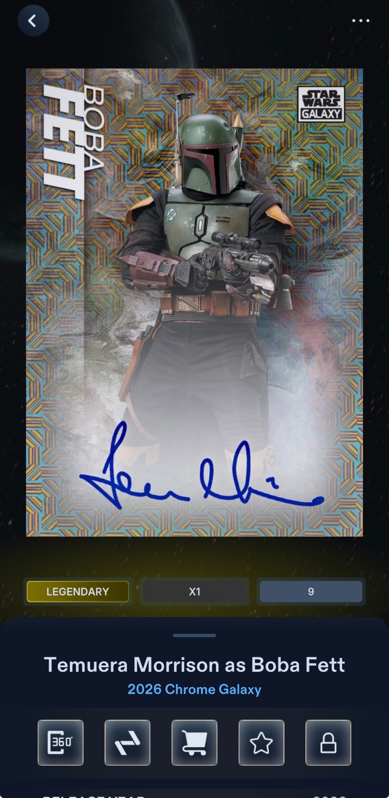 Star Wars Card Trader 2026 Chrome Galaxy Boba Fett Temuera Morrison Mojo DIGITAL