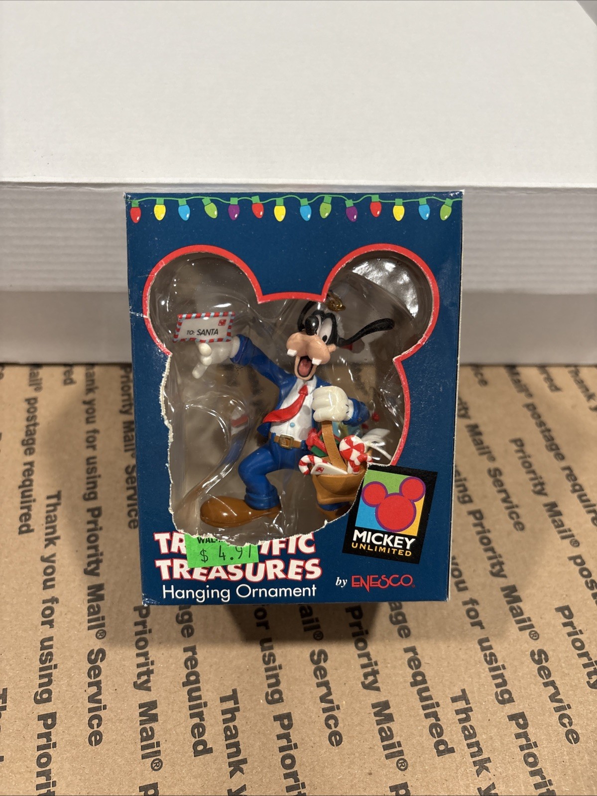  ENESCO WALT DISNEY GOOFY CHRISTMAS  ORNAMENT IN BOX LETTERS MAIL SANTA 