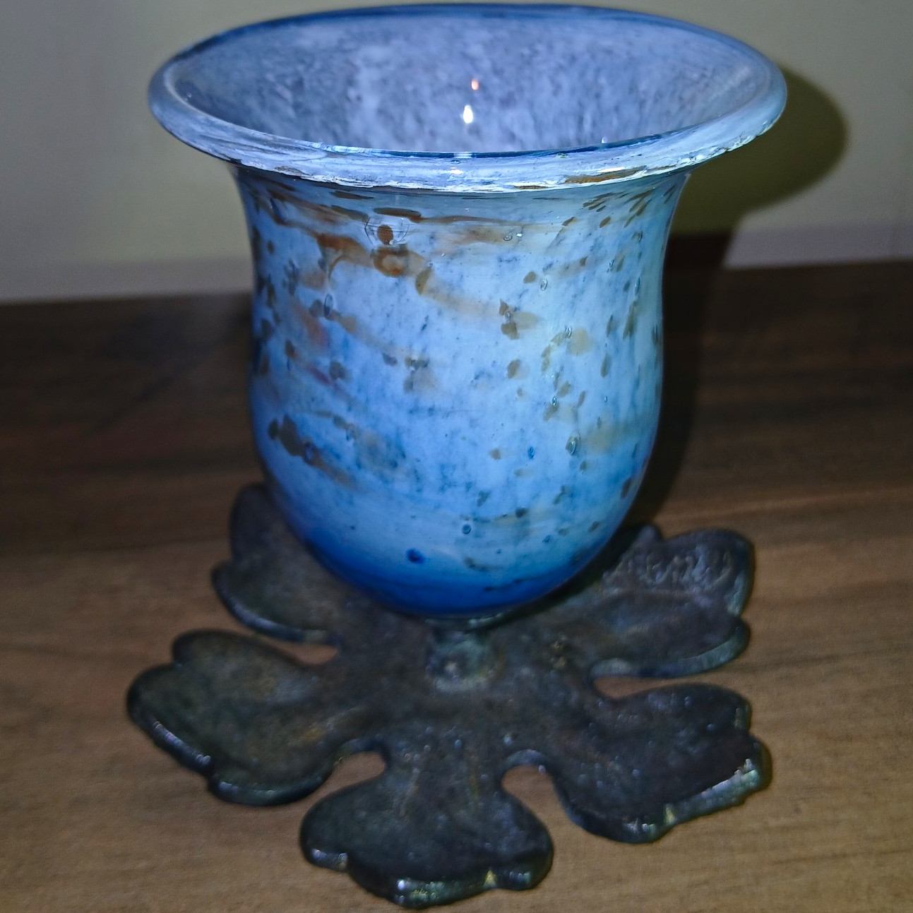 Vintage Mid Century Art Glass Photophore Candle Holder. Stamped \ Vintage Mid Century Art Glass Photophore Candle Holder. Stamped \