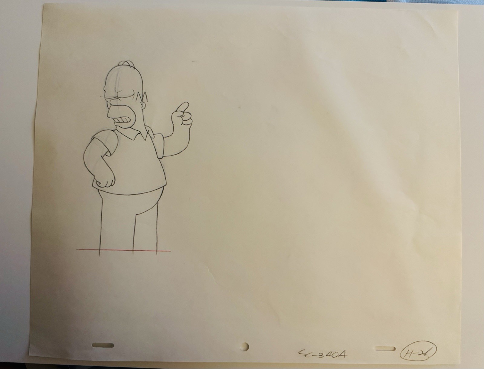 Original Homer Simpson Animation Drawing Production Art FOX Simpsons