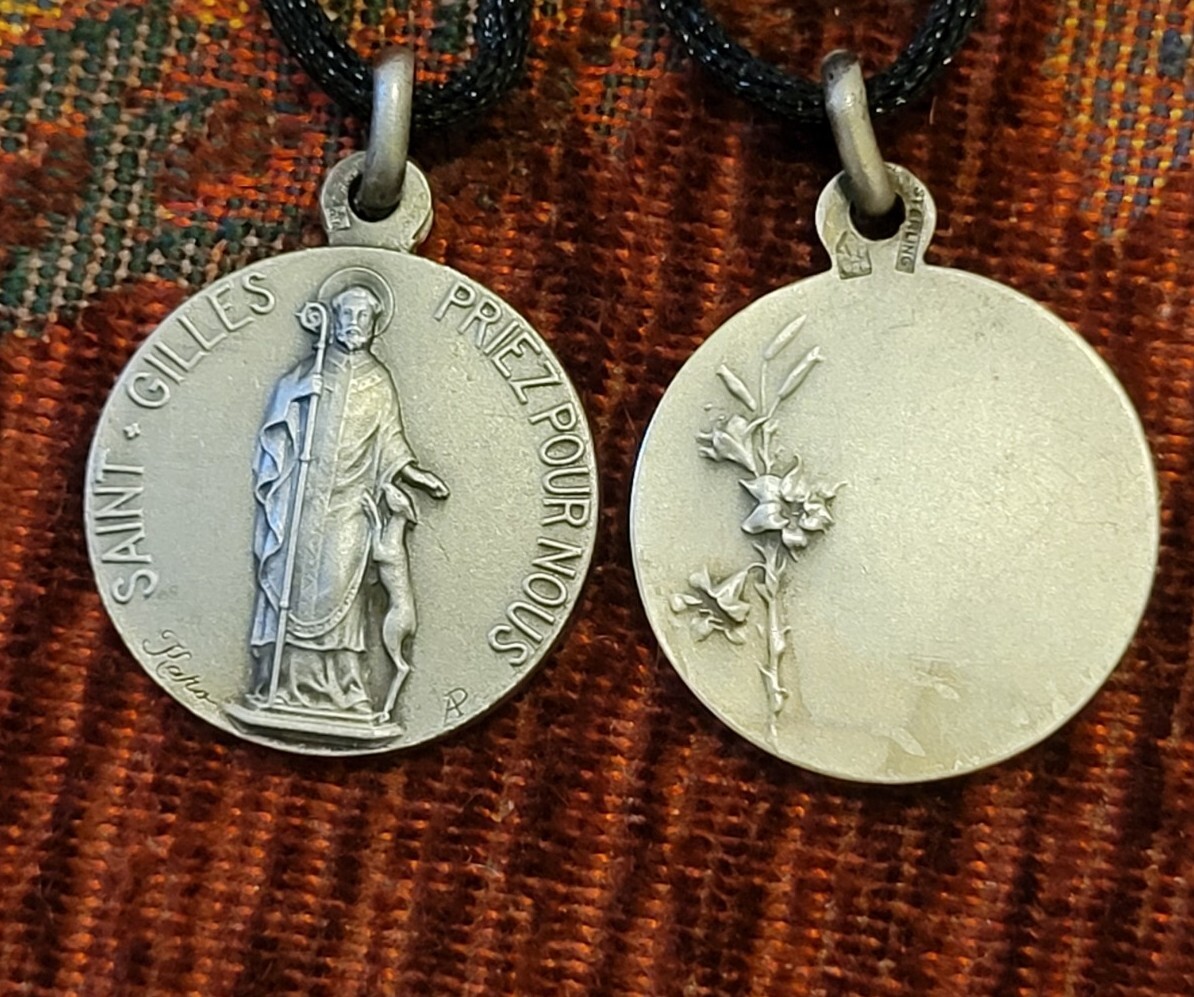St. Giles Sterling Vintage & New Holy Medal Religious France by Karo-A. Penin St. Giles Sterling Vintage & New Holy Medal Religious France by Karo-A. Penin