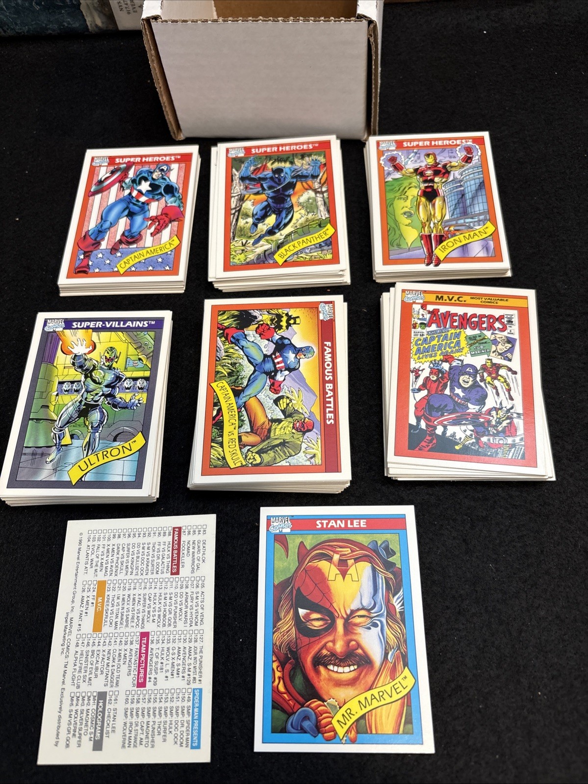 1990: Marvel Universe Series 1 Trading Cards: COMPLETE BASE SET, #1-162 Stan Lee