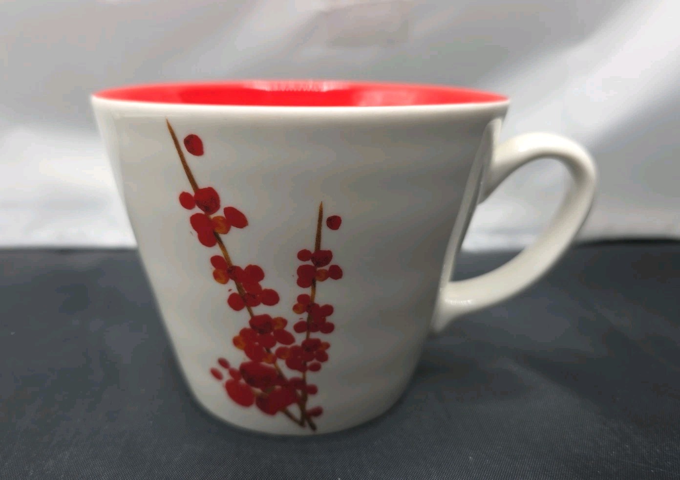 2008 Starbucks 12 oz Coffee Mug Cup Red Orange Cherry Blossom Flowers 2008 Starbucks 12 oz Coffee Mug Cup Red Orange Cherry Blossom Flowers