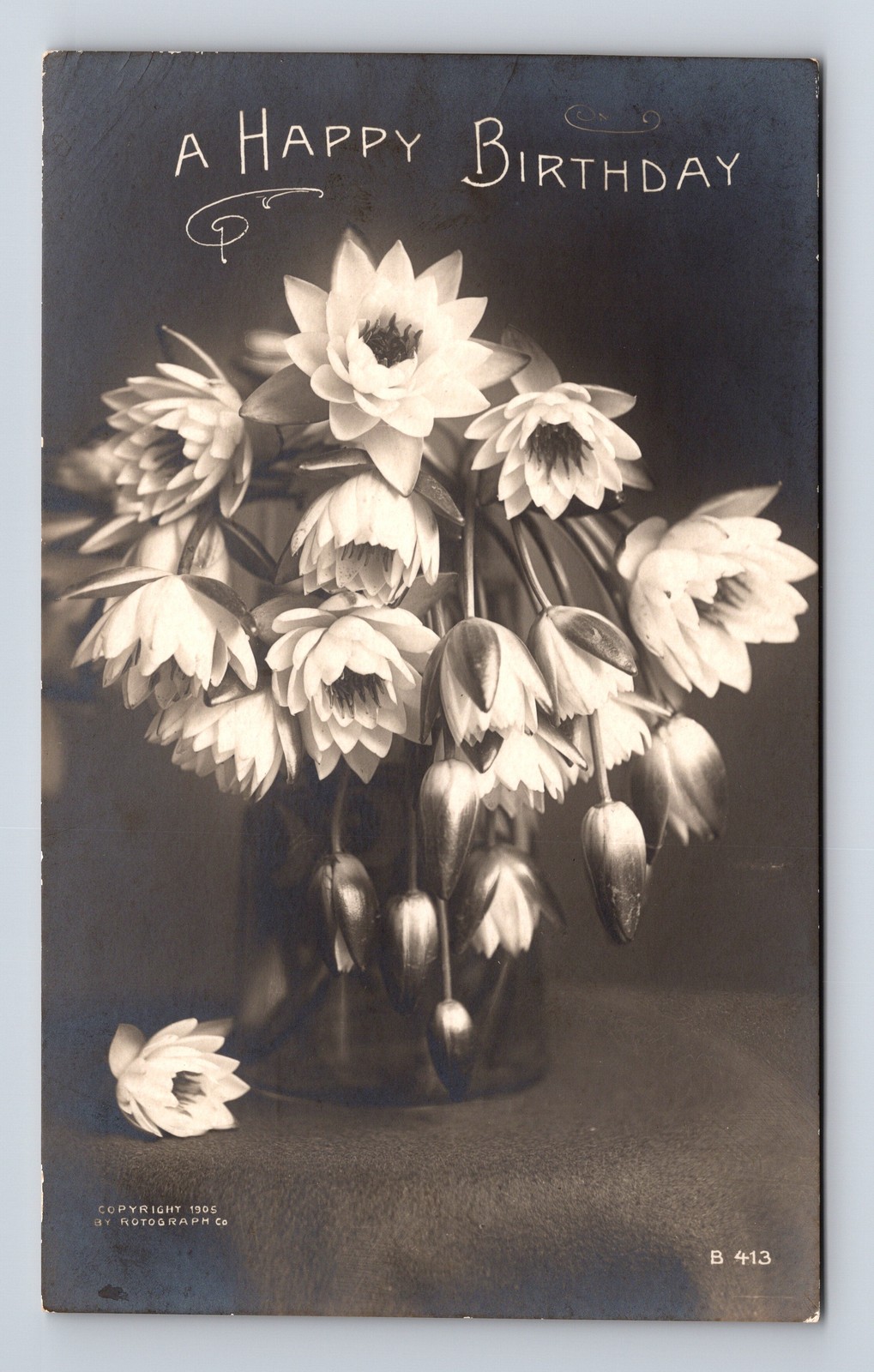 RPPC Happy Birthday Bouquet of Flowers ROTOGRAPH Real Photo Postcard RPPC Happy Birthday Bouquet of Flowers ROTOGRAPH Real Photo Postcard