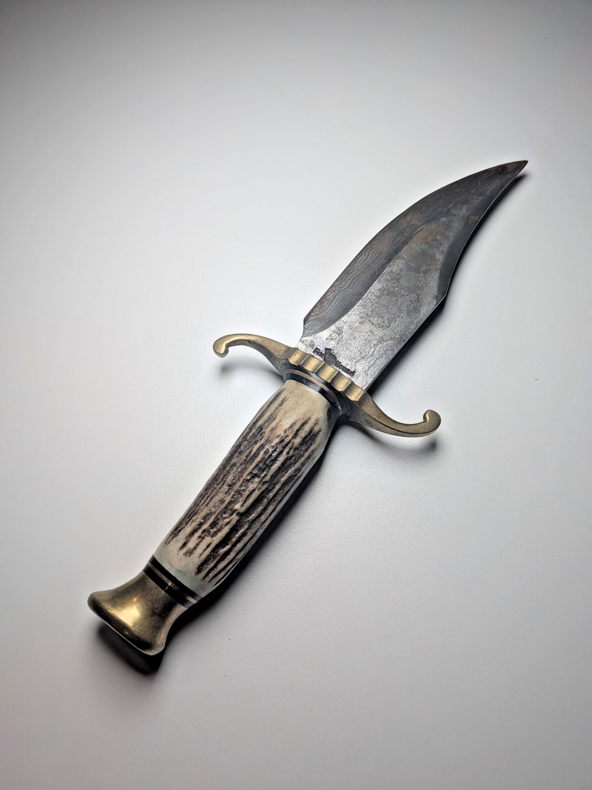 Fox N Hound - Stag Handle Damascus Steel pattern Bowie Knife, Persian Style