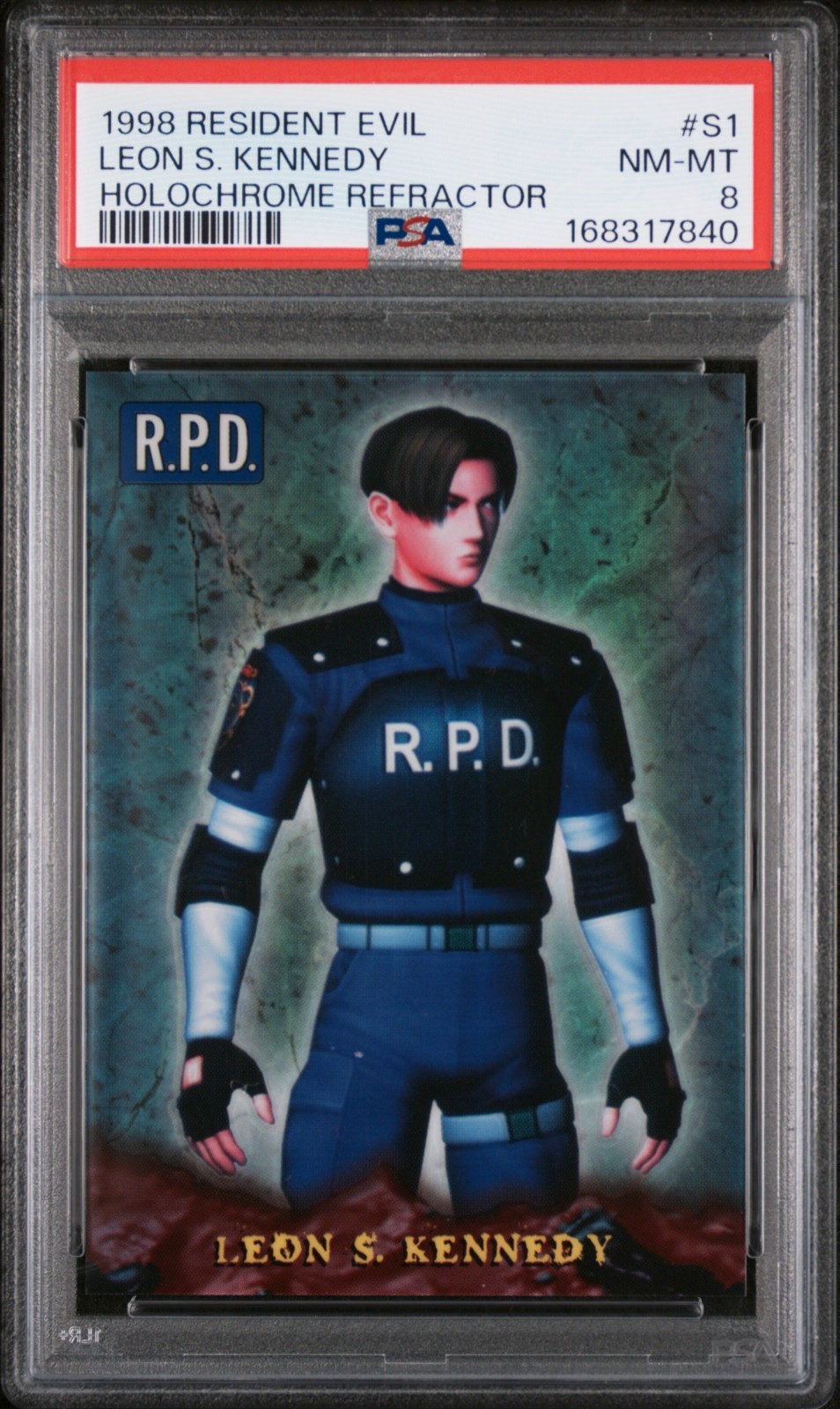 1998 Resident Evil Leon S Kennedy #S1 Holochrome Refractor Rookie Card RC PSA 8