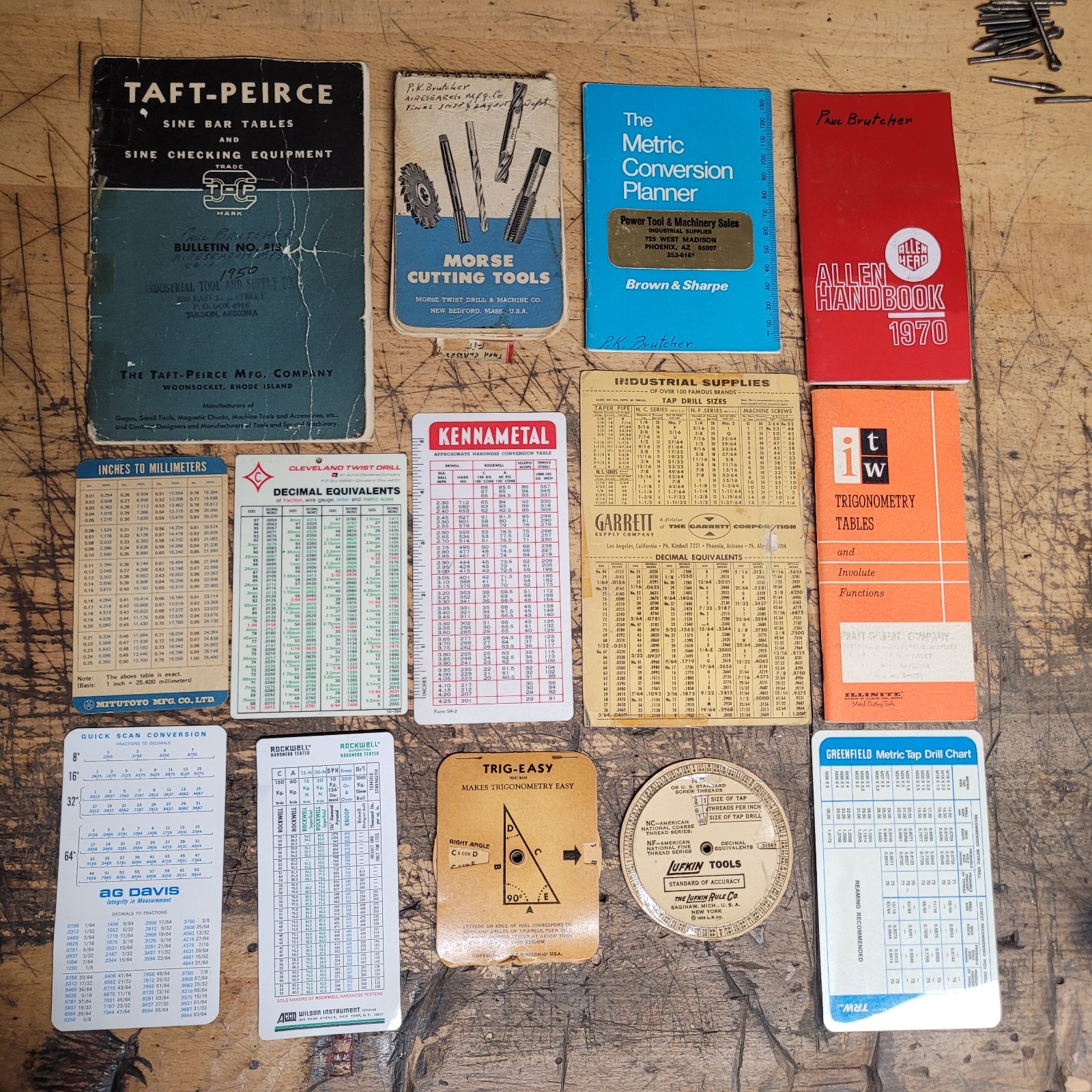 Lot Of Vintage Muchinist Charts And Tables