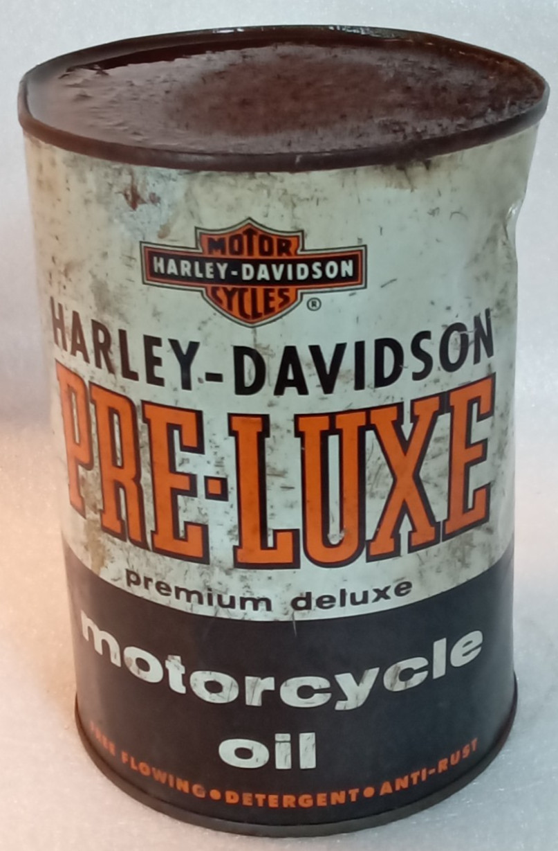 Vintage Harley Davidson Pre-Lux Motorcycle Oil Quart Tin Can. Full. NOS.