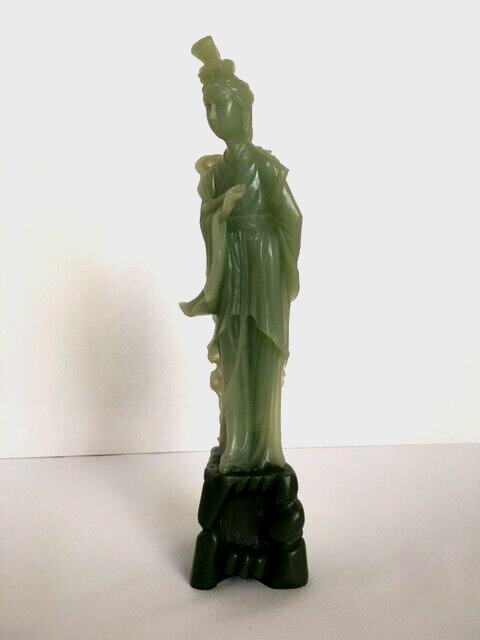 Vintage Chinese Carved Soapstone Sculpture With Green Tones