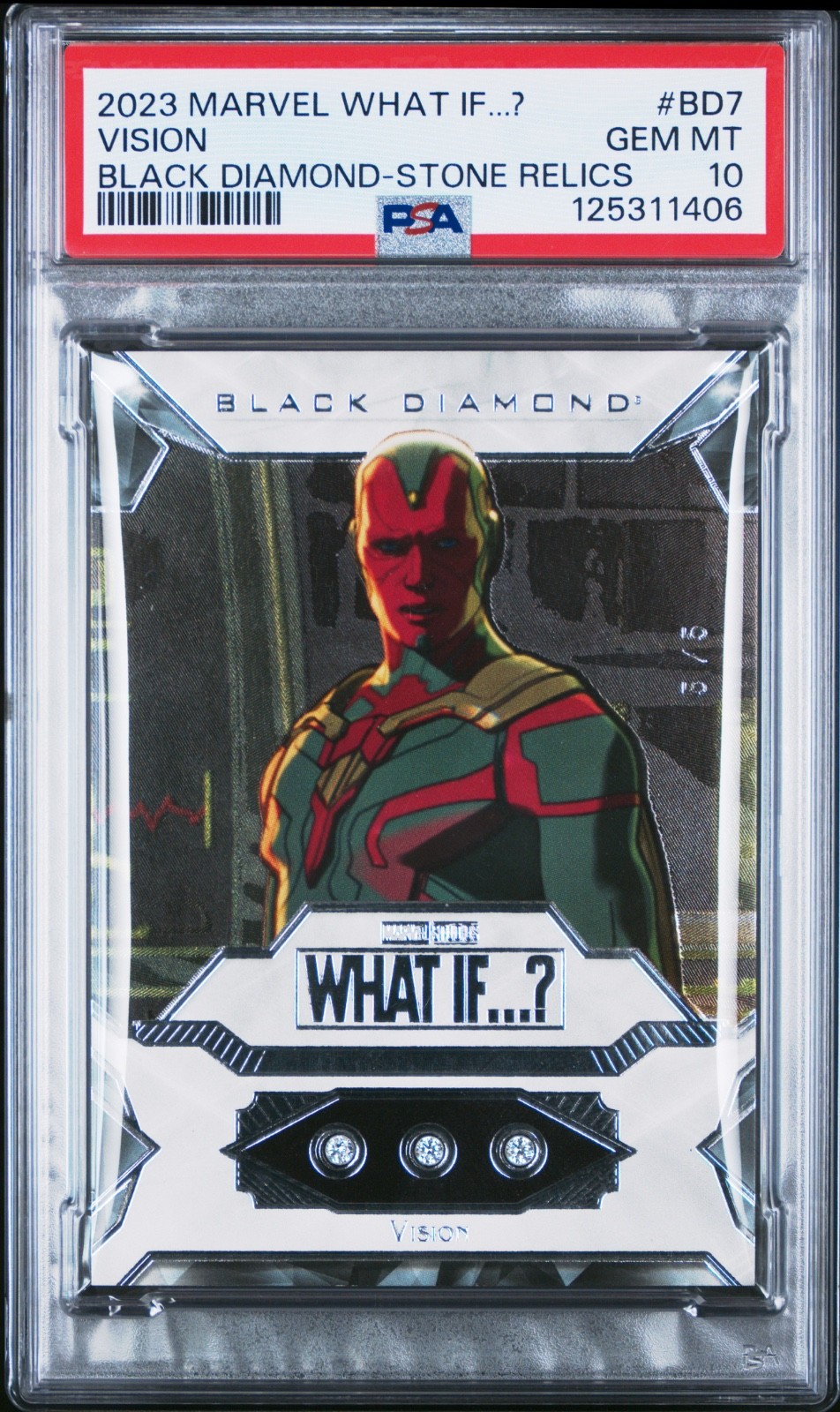 2023 UD Marvel What If? Black Diamond VISION Cosmic Stone Relics /5 - POP 1