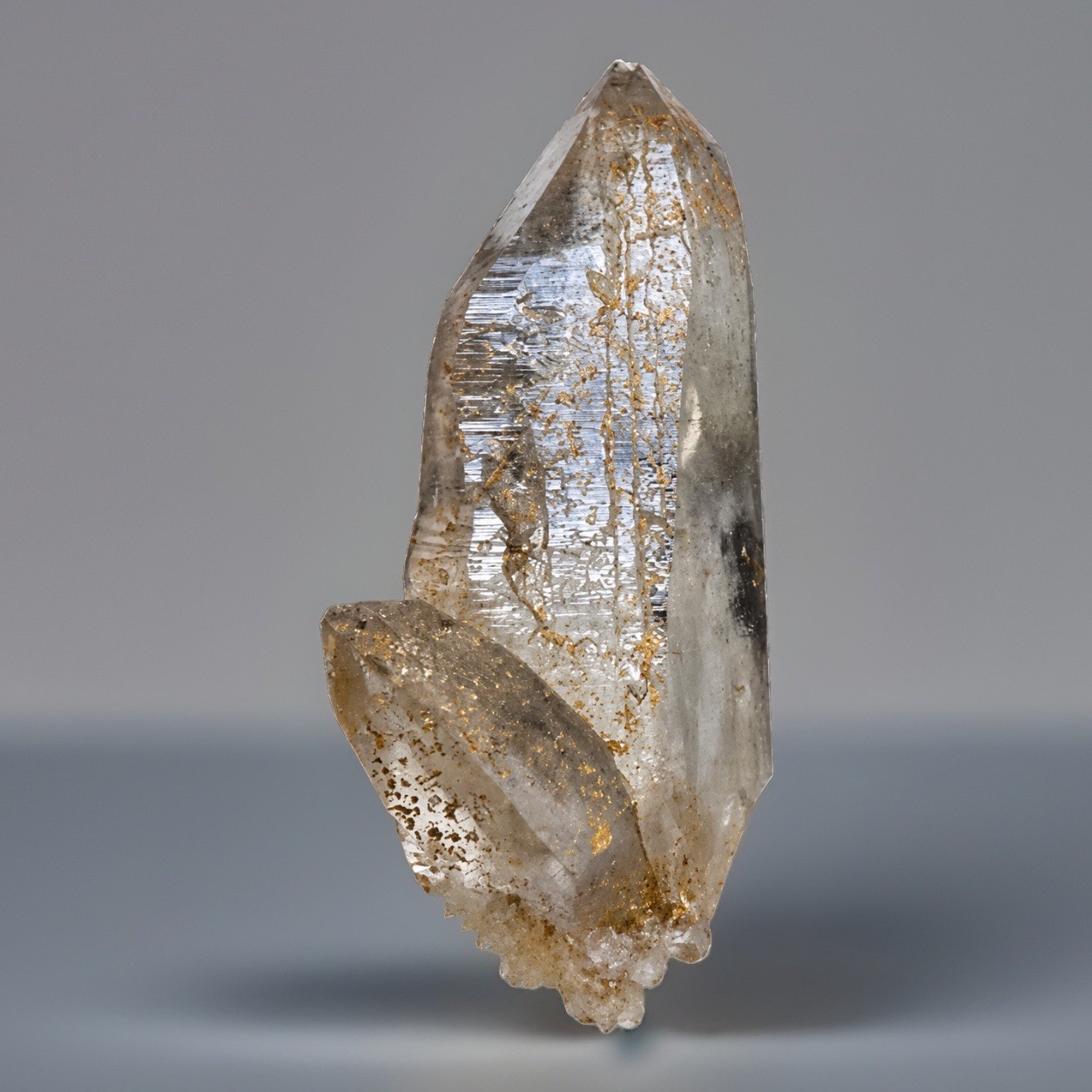 “Golden Shadow” Ganesh Himalayan Gray Quartz Companion Barcode Growth Crystal