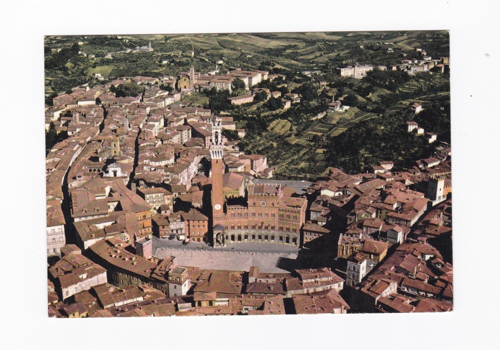 Italy Vintage Postcard Siena Aerial View Square il Campo