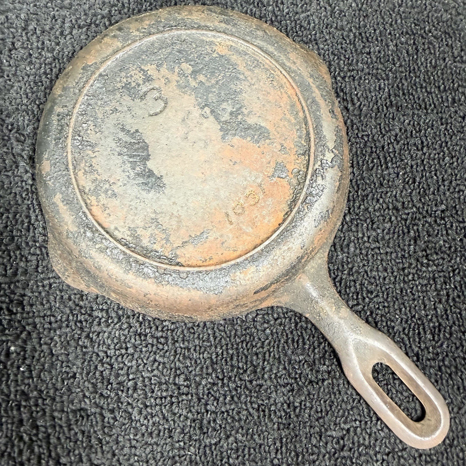 Griswold Iron Mountain #3 1031 Cast Iron Skillet - Sits Flat, Needs Restoration