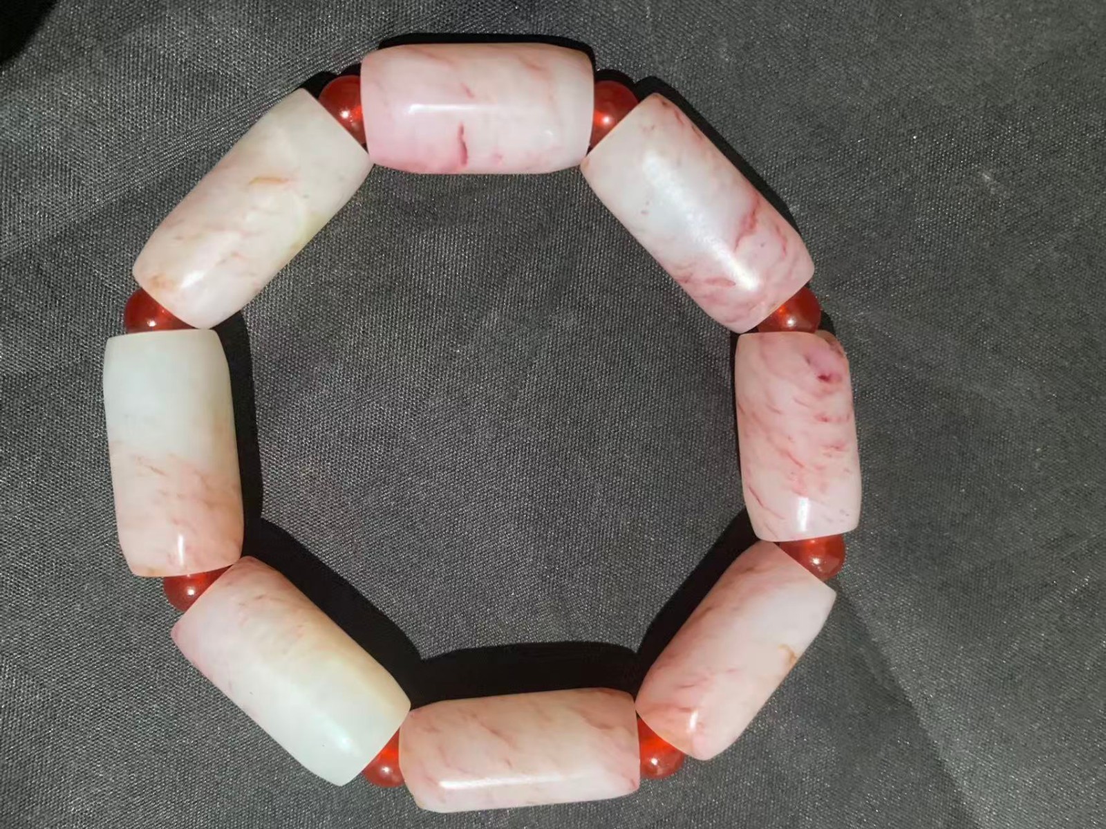 Rare Chinese Old Natural HeTian Jade 13x25mm Beads Prayer Bracelet Rare Chinese Old Natural HeTian Jade 13x25mm Beads Prayer Bracelet