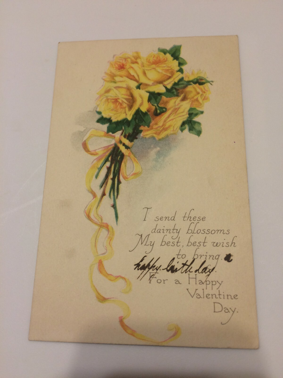 Antique 1916 Valentine\'s Day Postcard Flower Blossoms USA Gibson Lines Antique 1916 Valentine\'s Day Postcard Flower Blossoms USA Gibson Lines