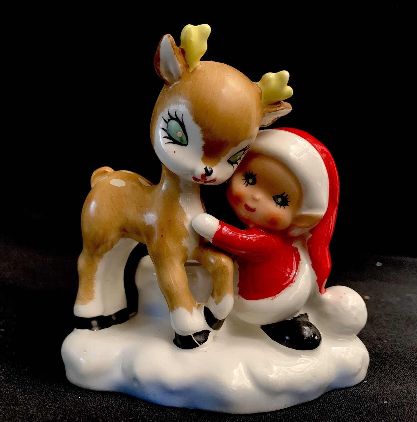 VINTAGE LEFTON Pixie GIRL & Fawn Candleholder Japan NAPCO NORCREST HOLT HOWARD