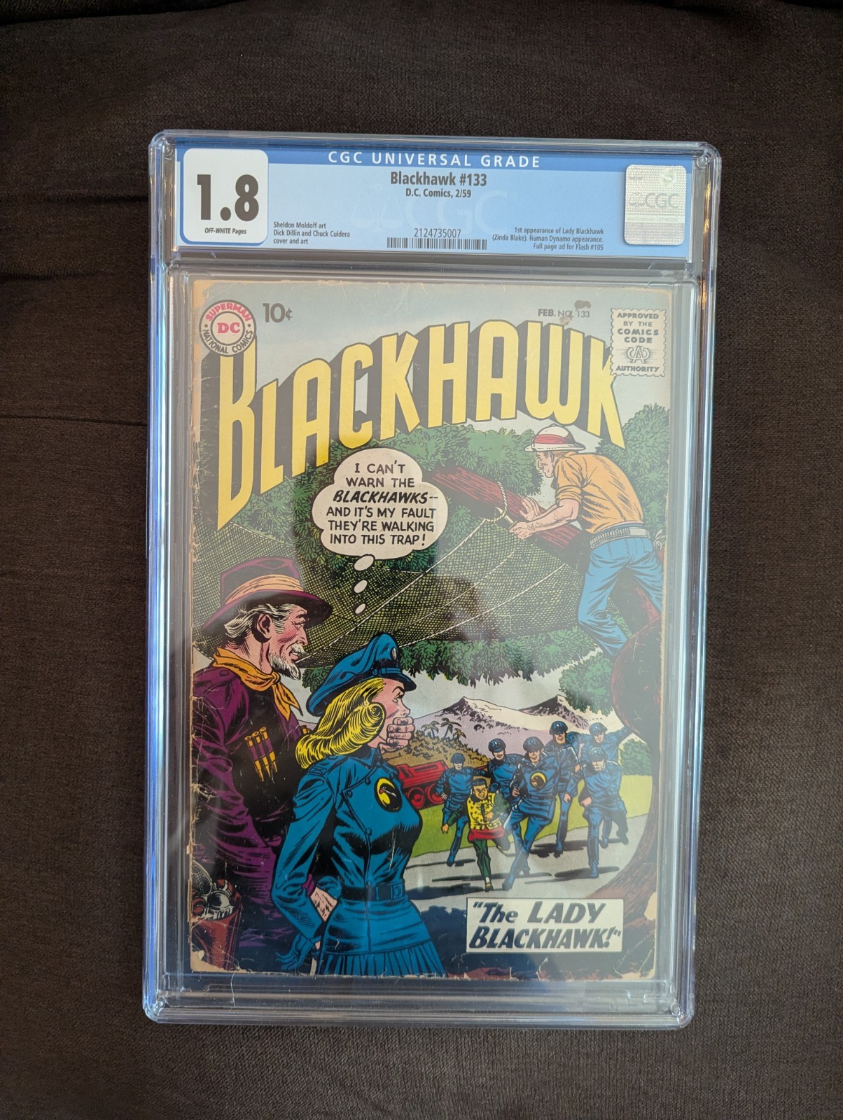 BLACKHAWK COMICS 133 CGC 1,8 OFF-WHITE PAGES FIRST APPEARANCE OF LADY BLACKHAWK