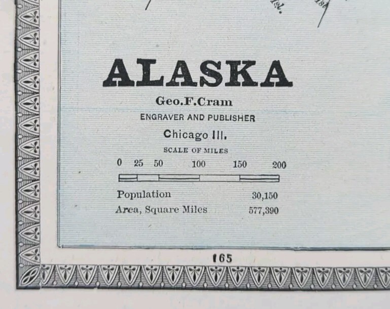 Vintage 1884 ALASKA Map 13\