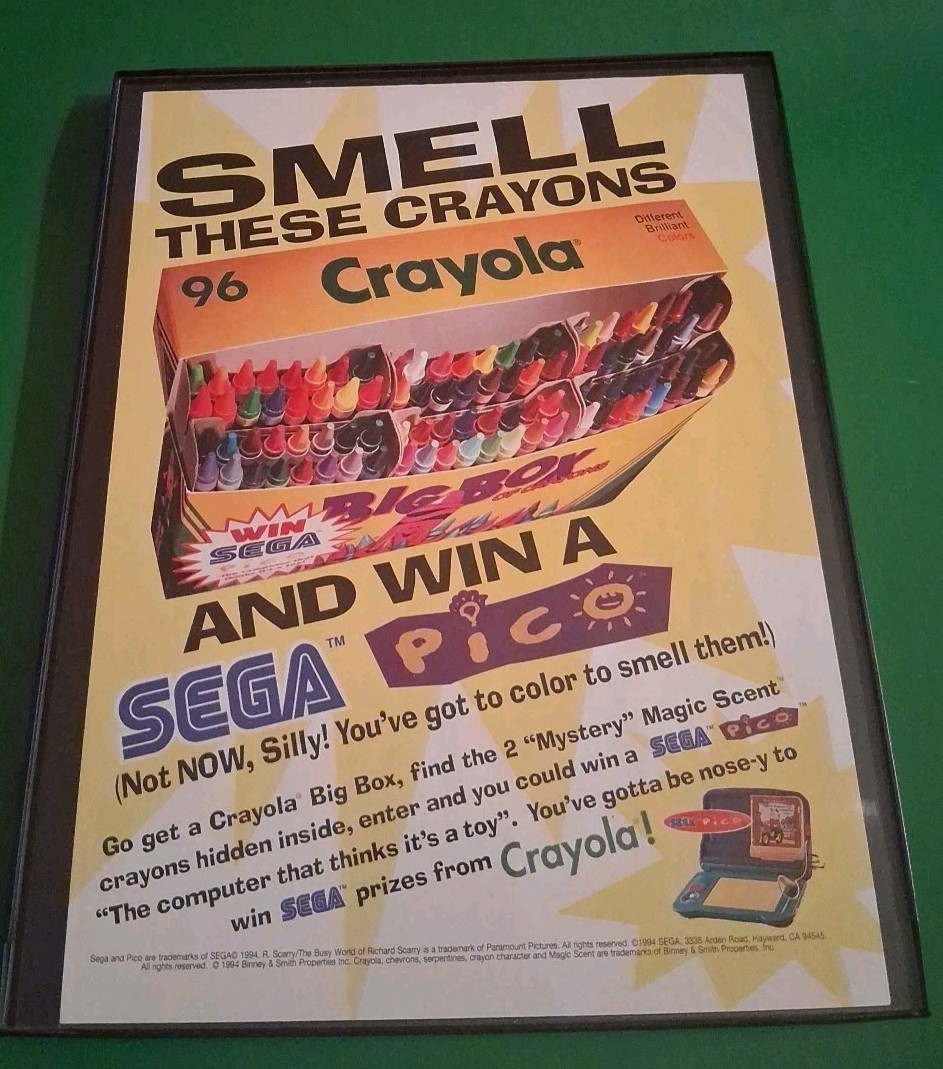 Sega Pico Crayola Magic Scent Framed Print Ad 1995 8.5x11 Sega Pico Crayola Magic Scent Framed Print Ad 1995 8.5x11