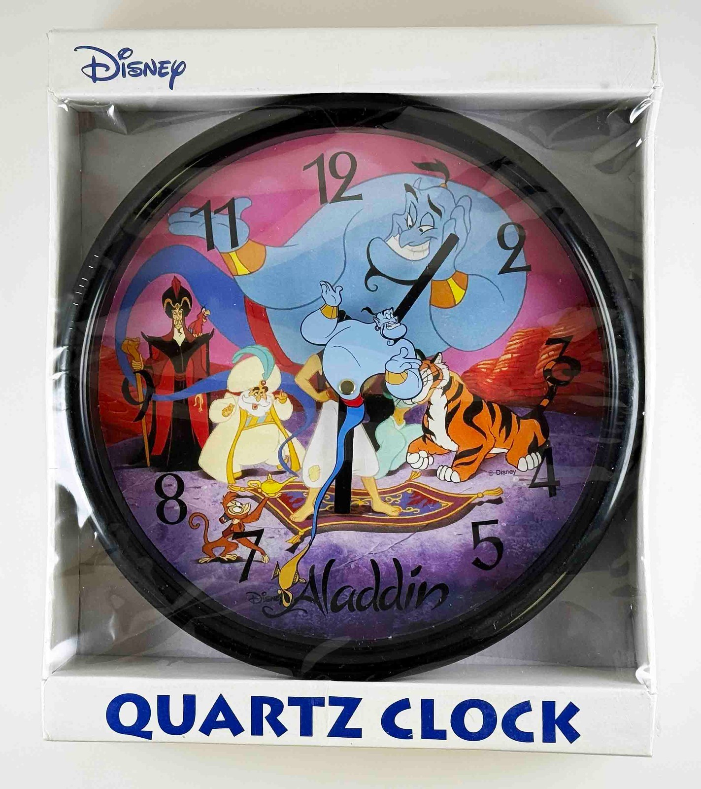VINTAGE 1992 DISNEY ALADDIN GENIE WALL CLOCK FROM ORIGINAL THEATRICAL RUN - MIB VINTAGE 1992 DISNEY ALADDIN GENIE WALL CLOCK FROM ORIGINAL THEATRICAL RUN - MIB