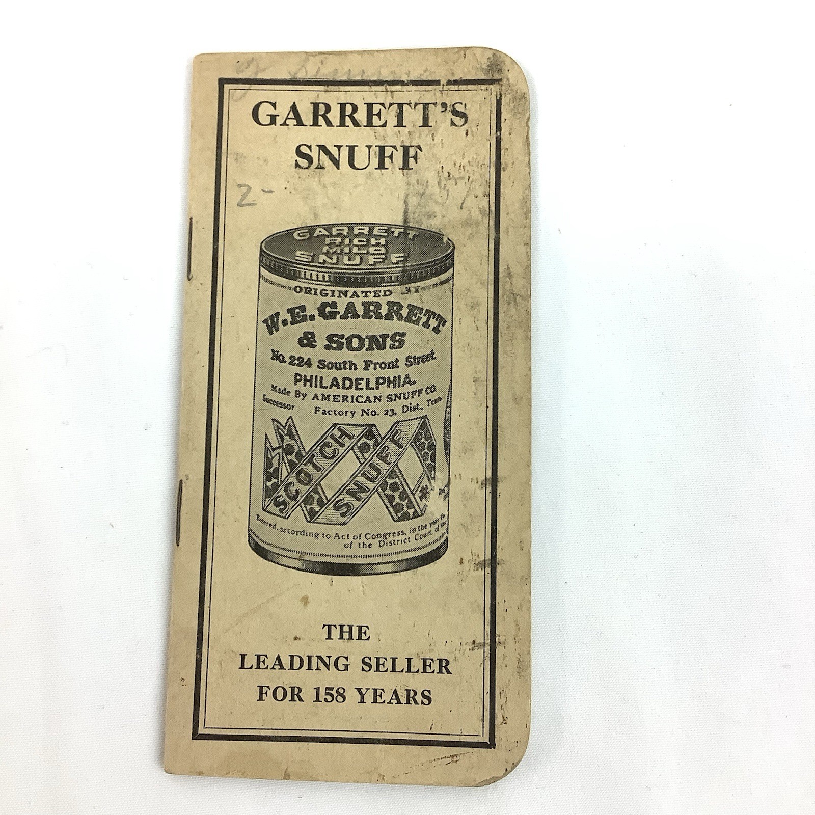 Garrett's Snuff Advertising Notebook 1915 American Snuff Co Memphis Tobacco