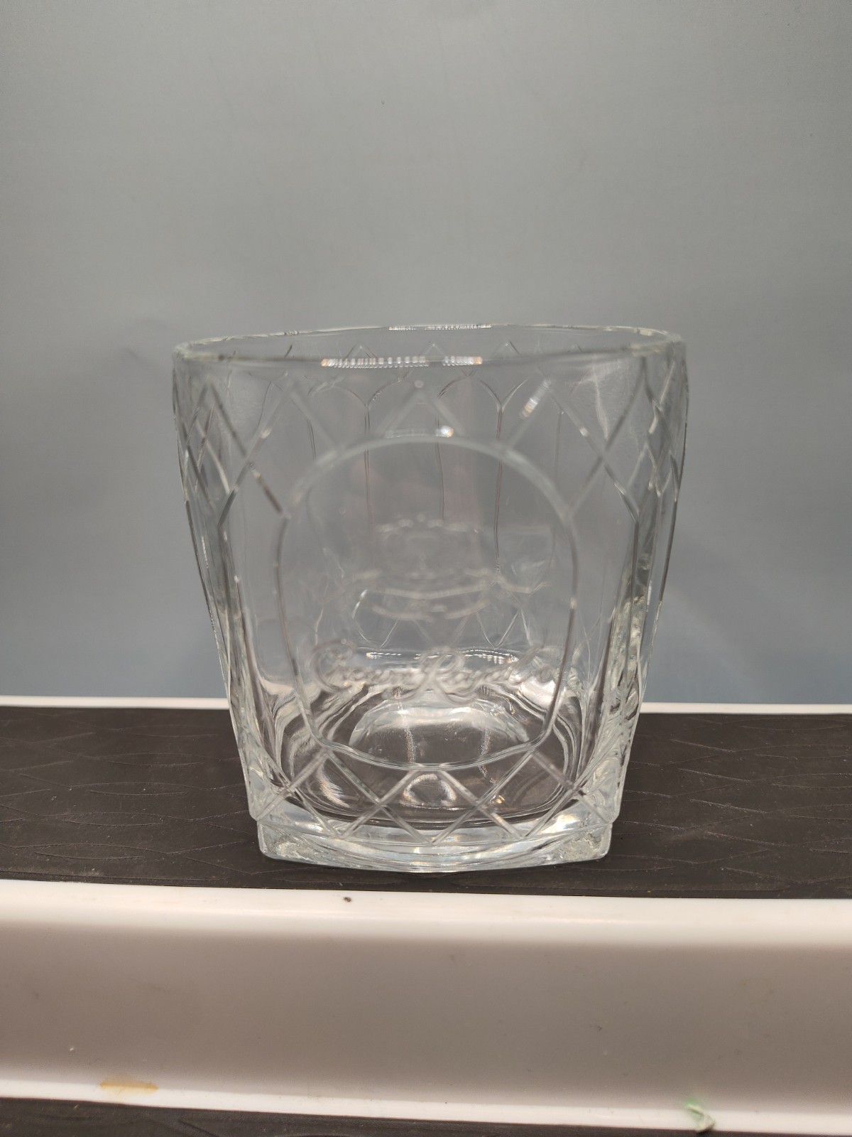Vintage (Crown Royal Whiskey Lowball Glass-Diamond Cathedral Embossed Logo