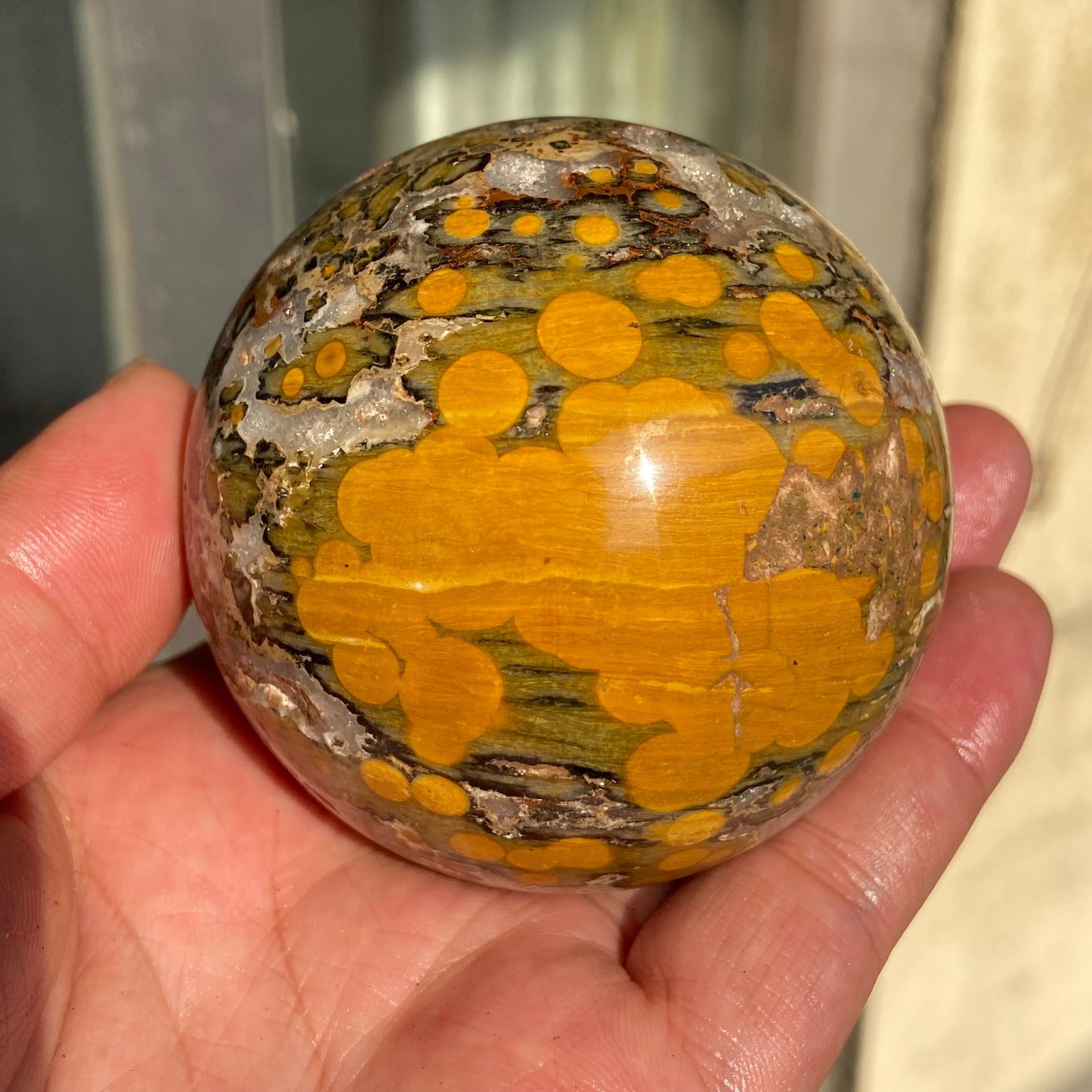 490g Rare Amazing Natural Colourful Ocean Jasper Crystal Sphere Reiki Healing