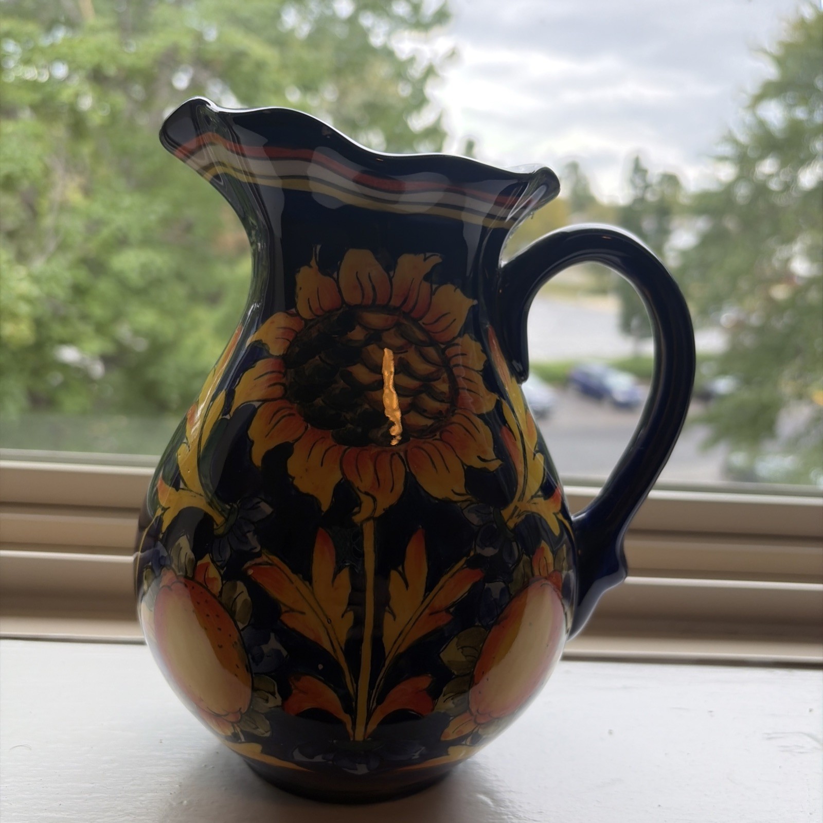Vtg Italian Tuscan ceramic Pitcher lemons design
