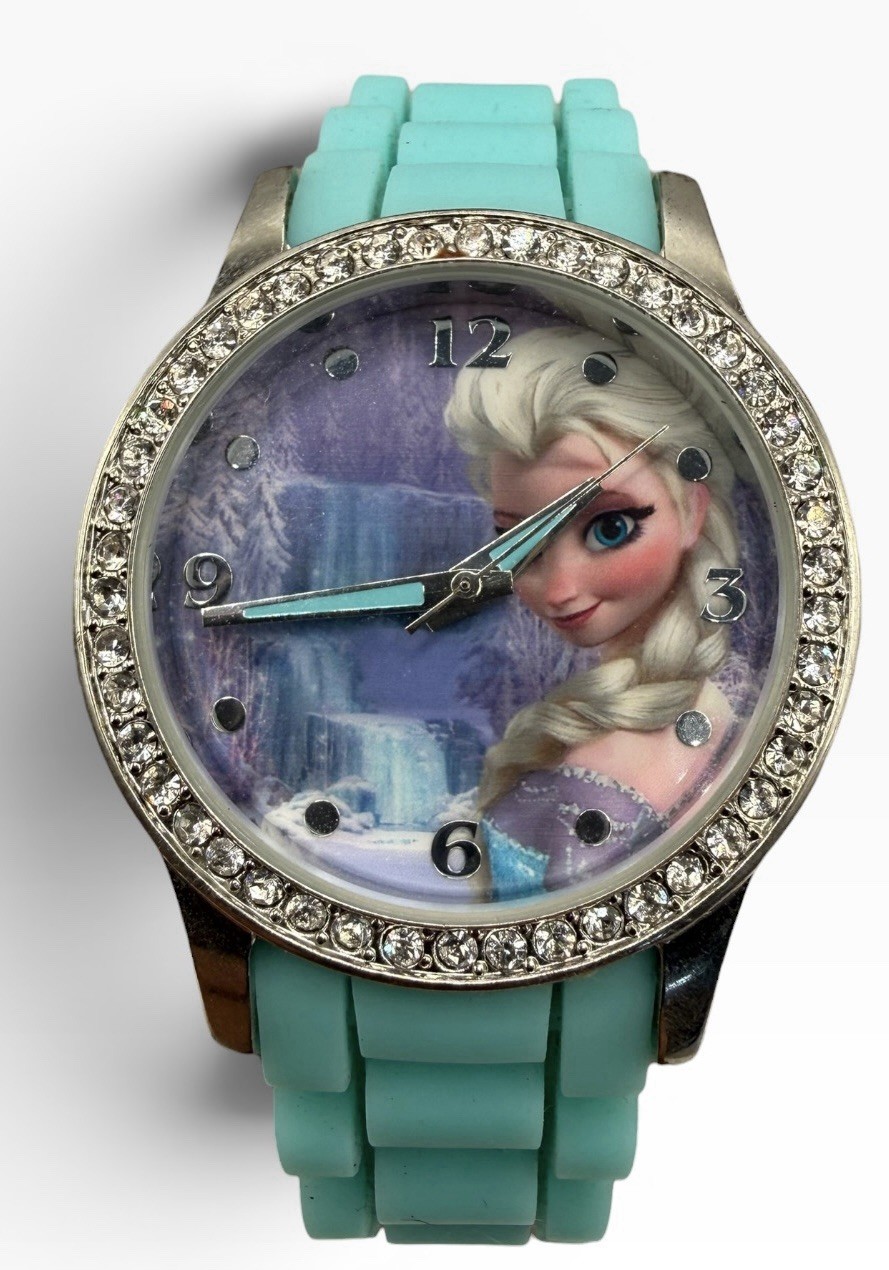 Disney Frozen Elsa Rhinestone WatchSilicone Band Nw Battery Disney Frozen Elsa Rhinestone WatchSilicone Band Nw Battery