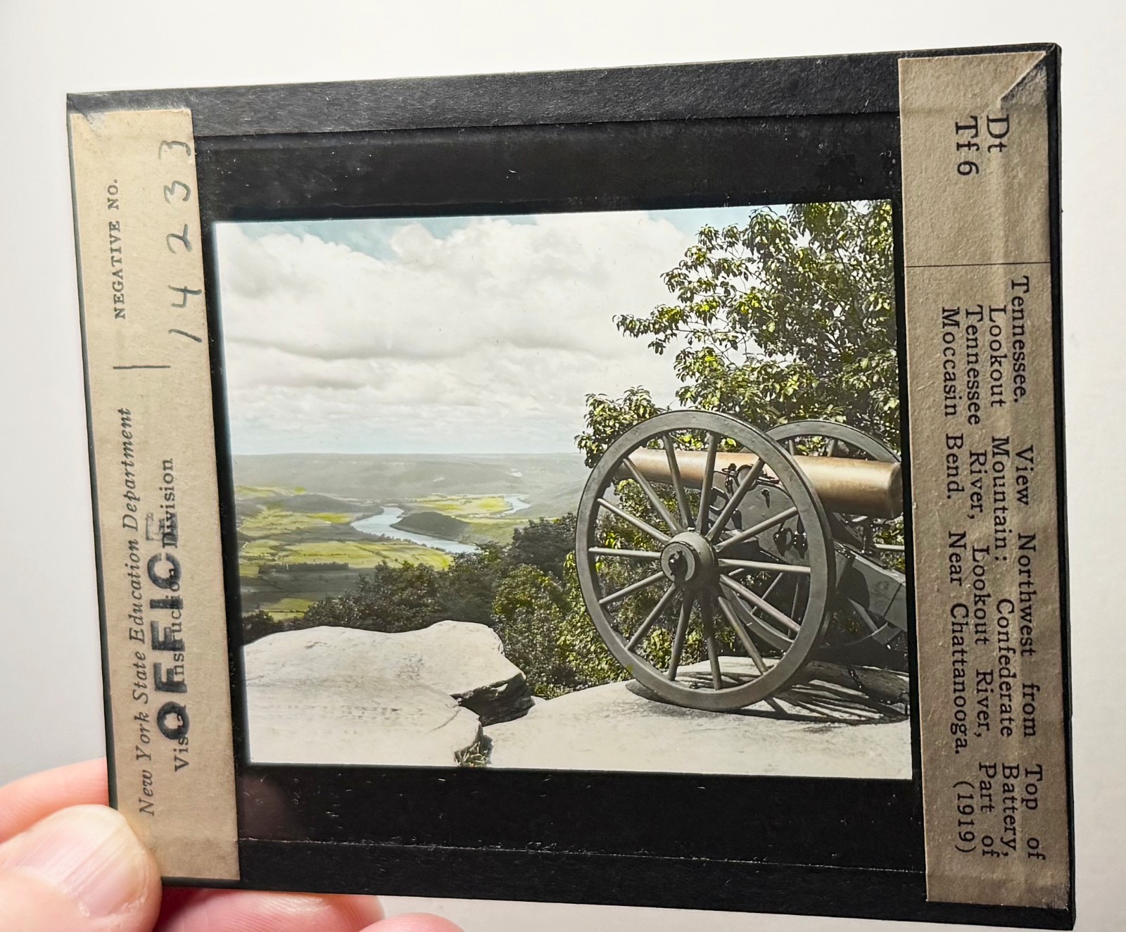 Civil War canon Tennessee Confederate Lookout MTN magic lantern GLASS SLIDE